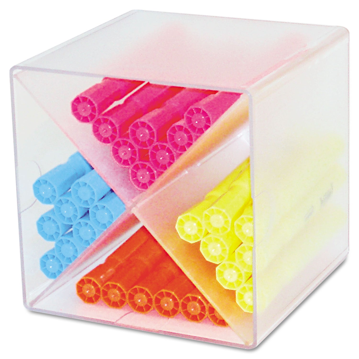 Deflecto Stackable Cube Organizer - 4 Compartment(s) - 6" Height x 6" Width x 7.25" Depth - Desktop - Stackable - Clear - Plastic - 1 Each