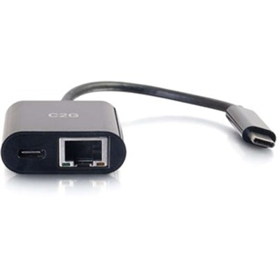 C2G USB C to Ethernet Adapter with Power Delivery - Network Adapter - USB-C - Gigabit Ethernet X 1 - Black
