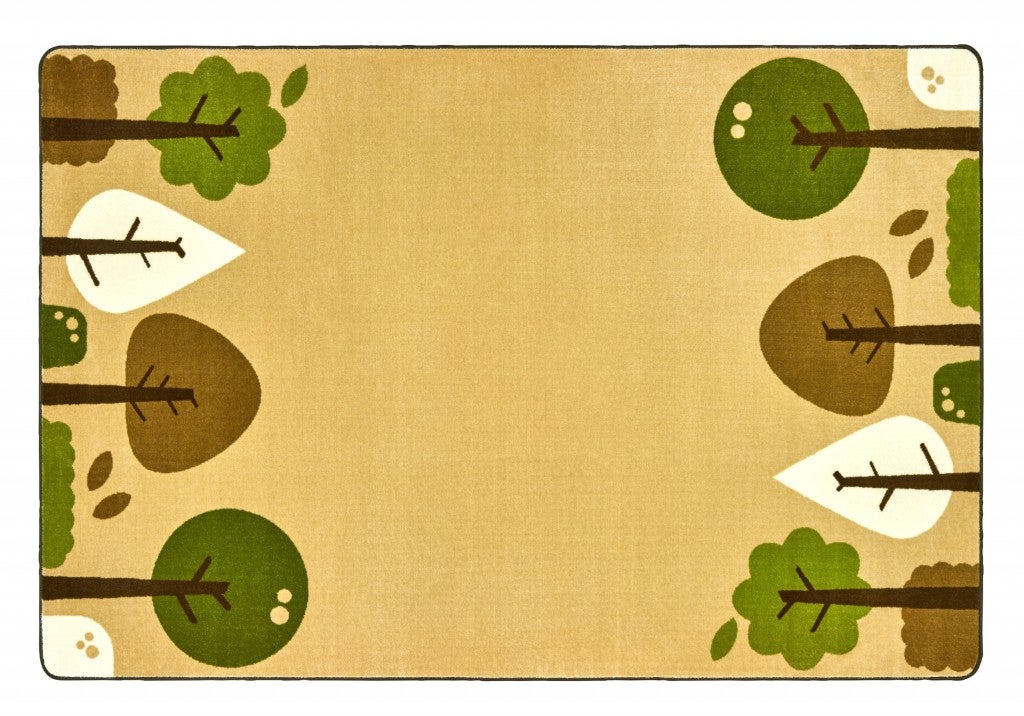 KIDSoft Tranquil Trees Decorative Rug Tan - 6ft x 9ft - Rectangle - Tan