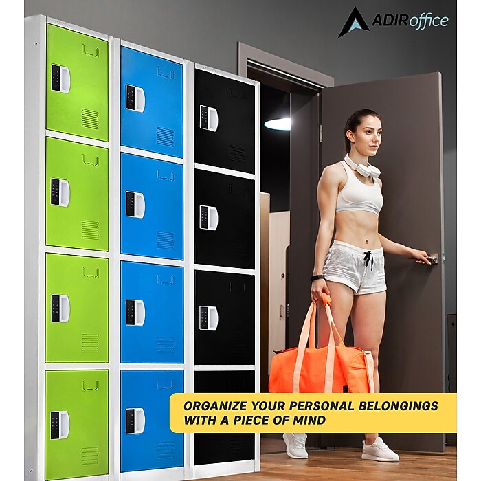 72" H x 12" W  4-Tier Steel Storage Locker with Digital Lock, Green