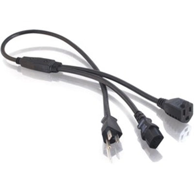 C2G 3ft 16 AWG 1-to-2 Power Cord Splitter (NEMA 5-15P to 1 NEMA 5-15R + 1 IEC320C13) - Power Splitter - 29811