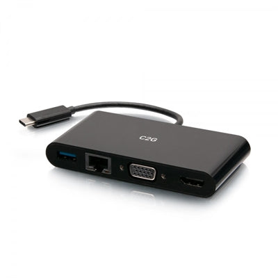 USB-C® to HDMI®, VGA, USB-A, and RJ45 Multiport Adapter - 4K 30Hz - Black