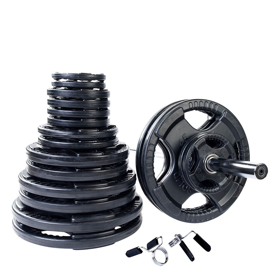 400 Lb Rubber Grip Oly Set, Chrome Bar