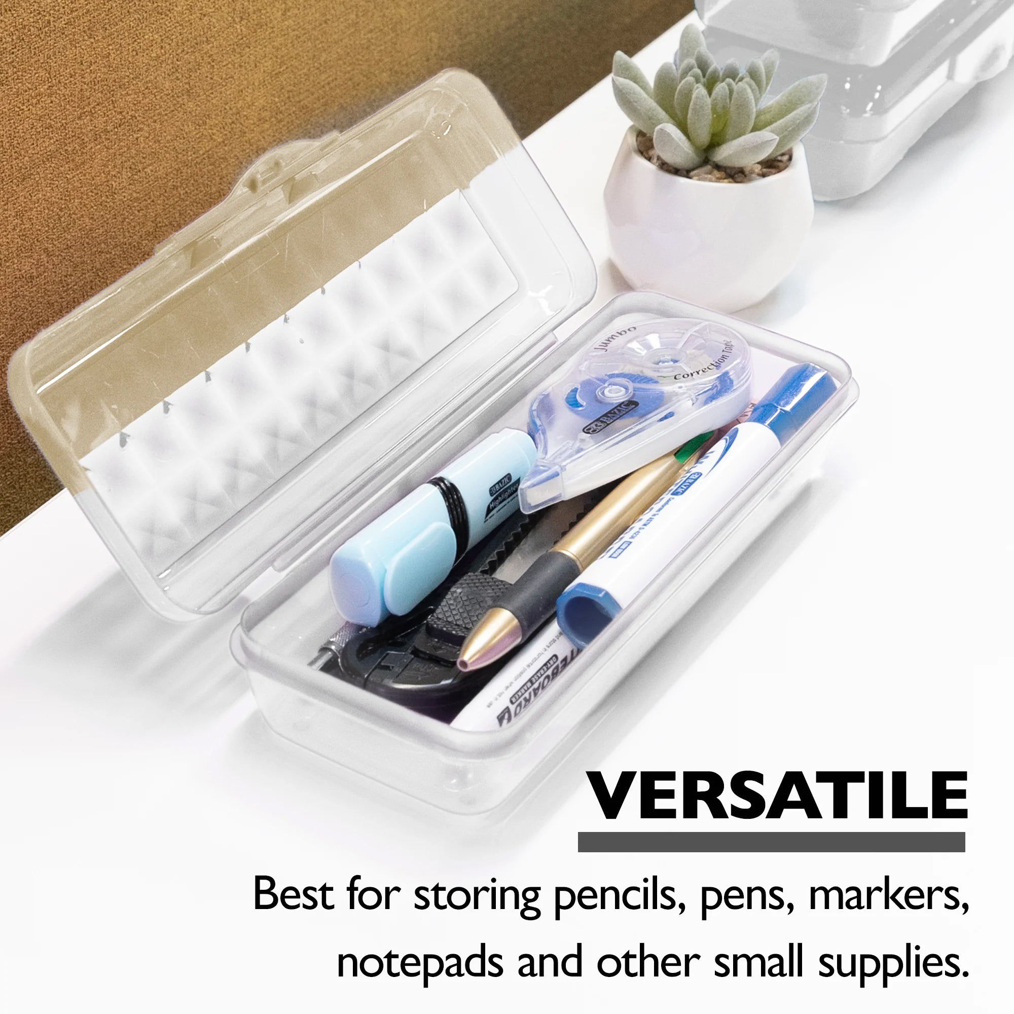 LUCENT Pencil Case Organizer Box, 8", Clear