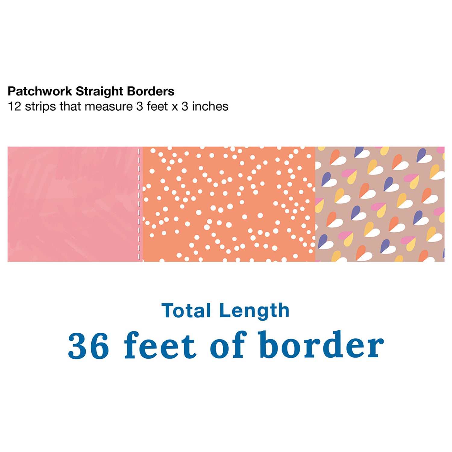 Crafty and Cool Patchwork Straight Bulletin Board Borders, 36 Feet