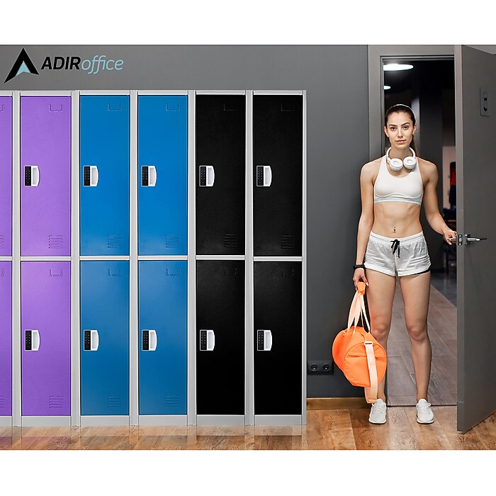 72" H x 12" W  2-Tier Steel Storage Locker with Digital Lock, Blue, Pack of 4