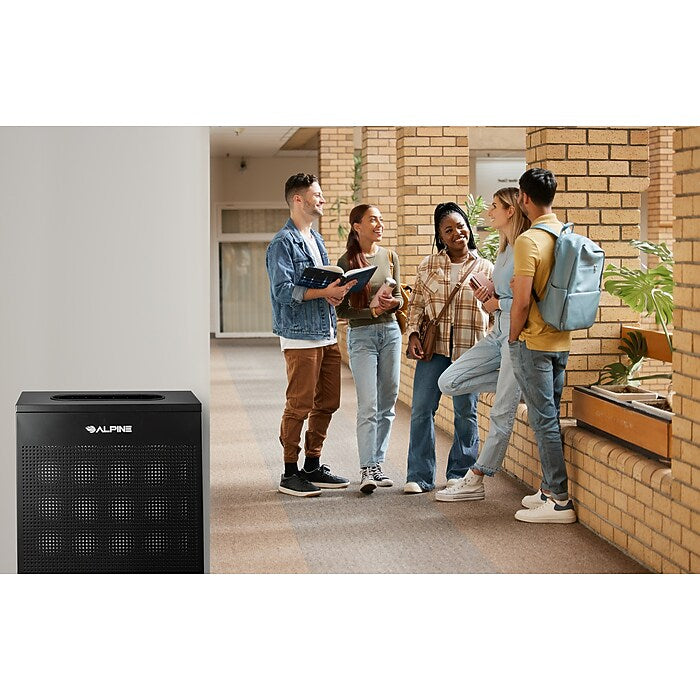 23 Gallon Black Perforated Metal Square Decorative Waste Receptacle