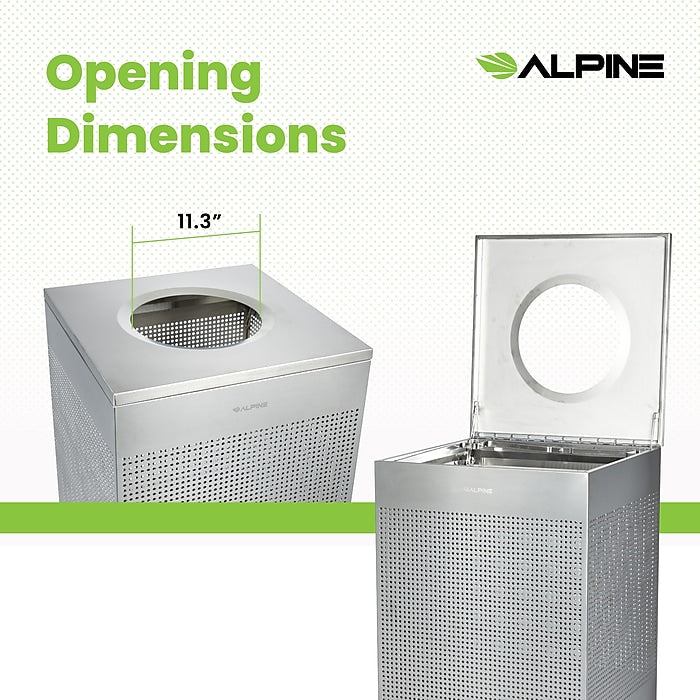 40 Gallon Stainless Steel Square Perforated Decorative Waste Receptacle