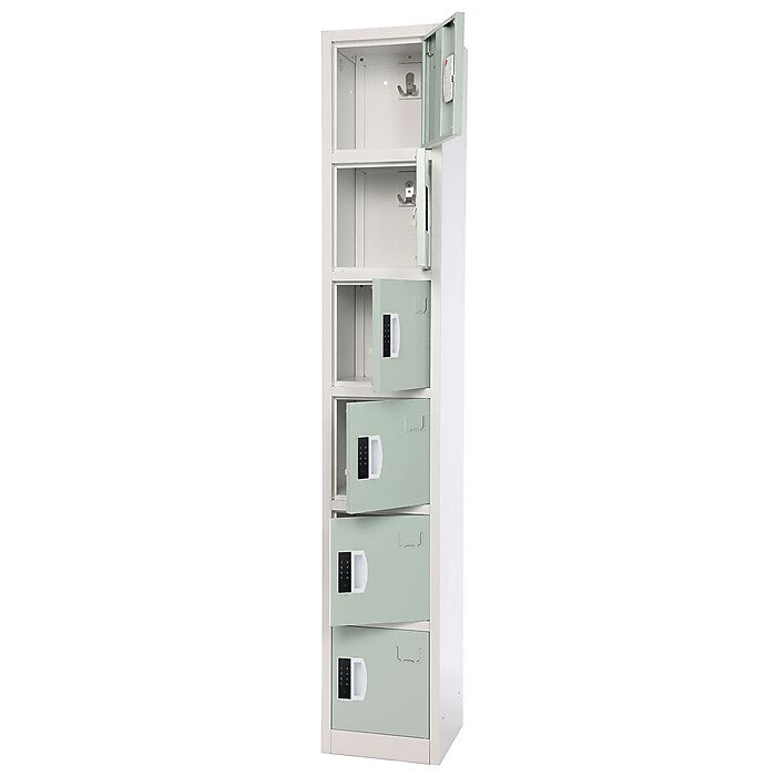 72" H x 12" W  6-Tier Steel Storage Locker with Digital Lock, Misty Green