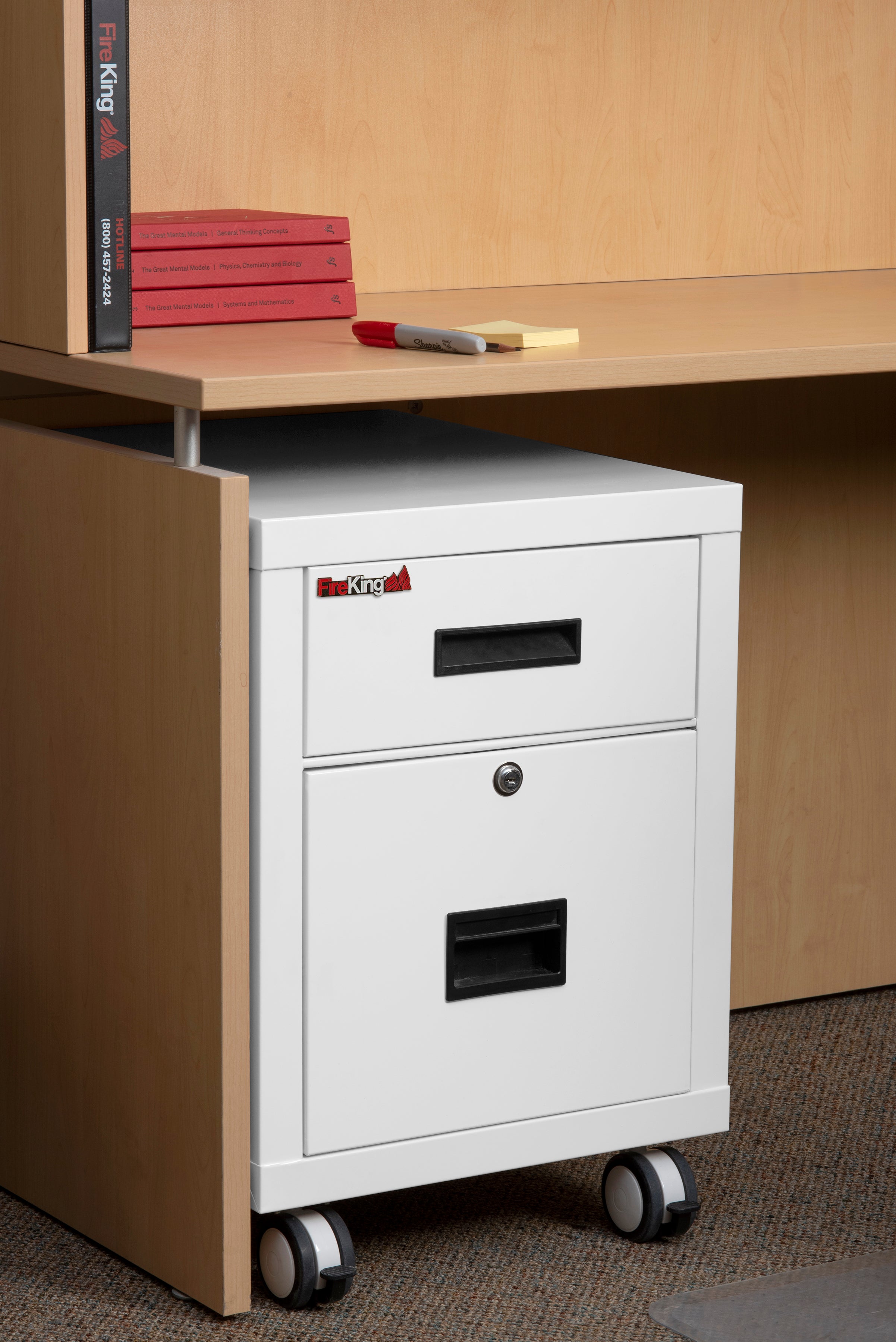 Mobile Pedestal 1-hour Fire-Rated Letter or Legal File Cabinet (Arctic White)