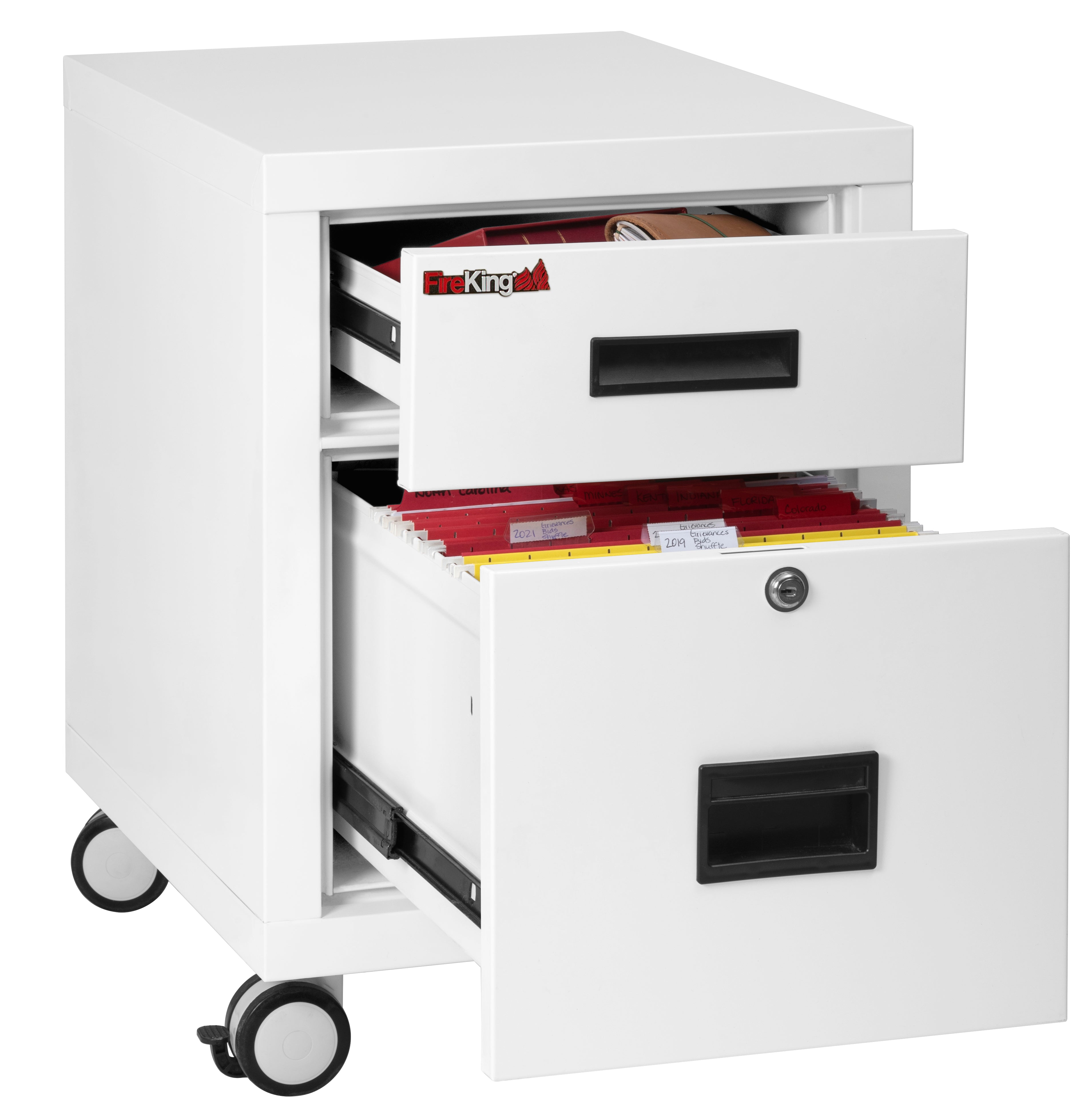 Mobile Pedestal 1-hour Fire-Rated Letter or Legal File Cabinet (Arctic White)