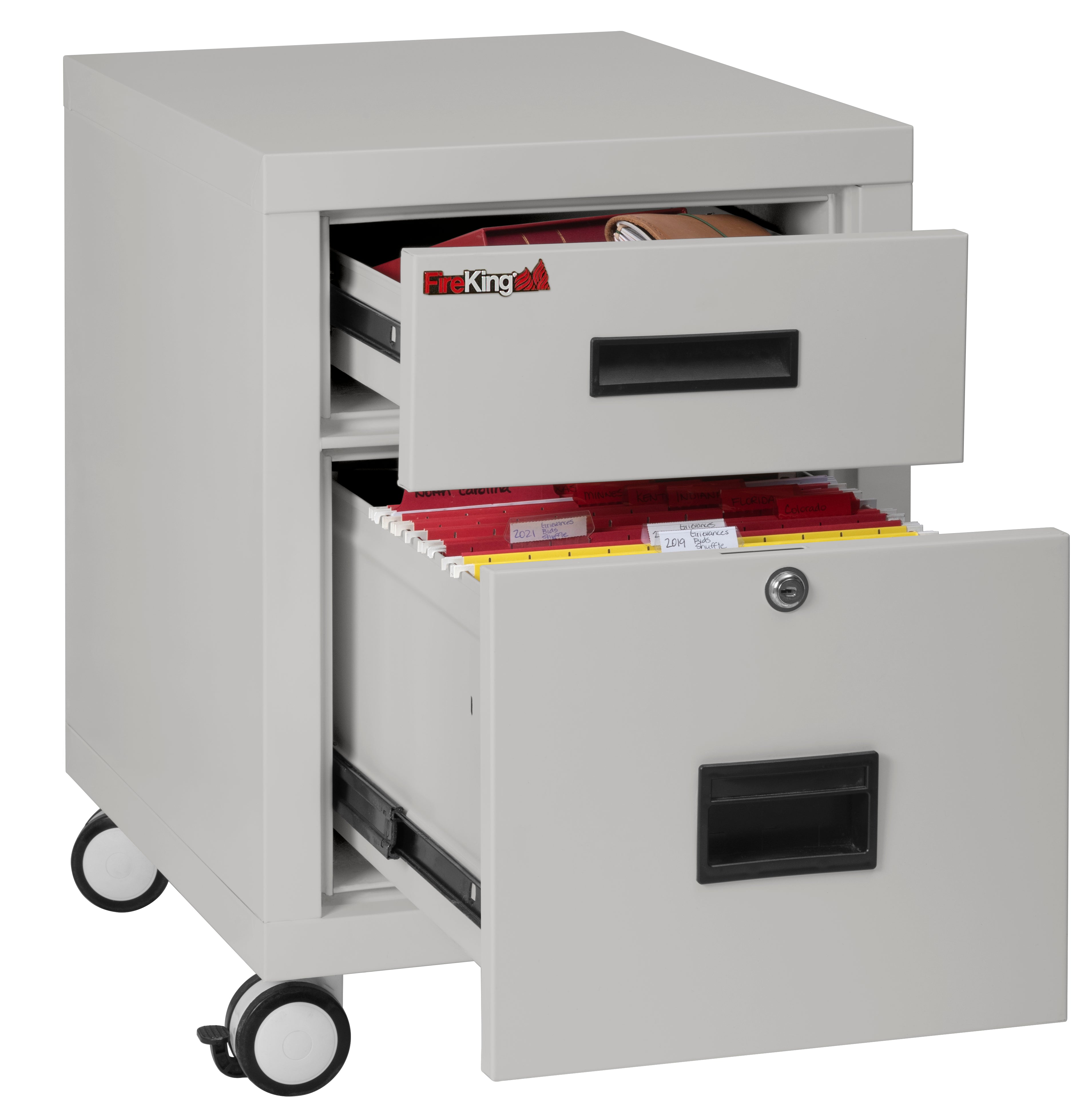 Mobile Pedestal 1-hour Fire-Rated Letter or Legal File Cabinet (Platinum)
