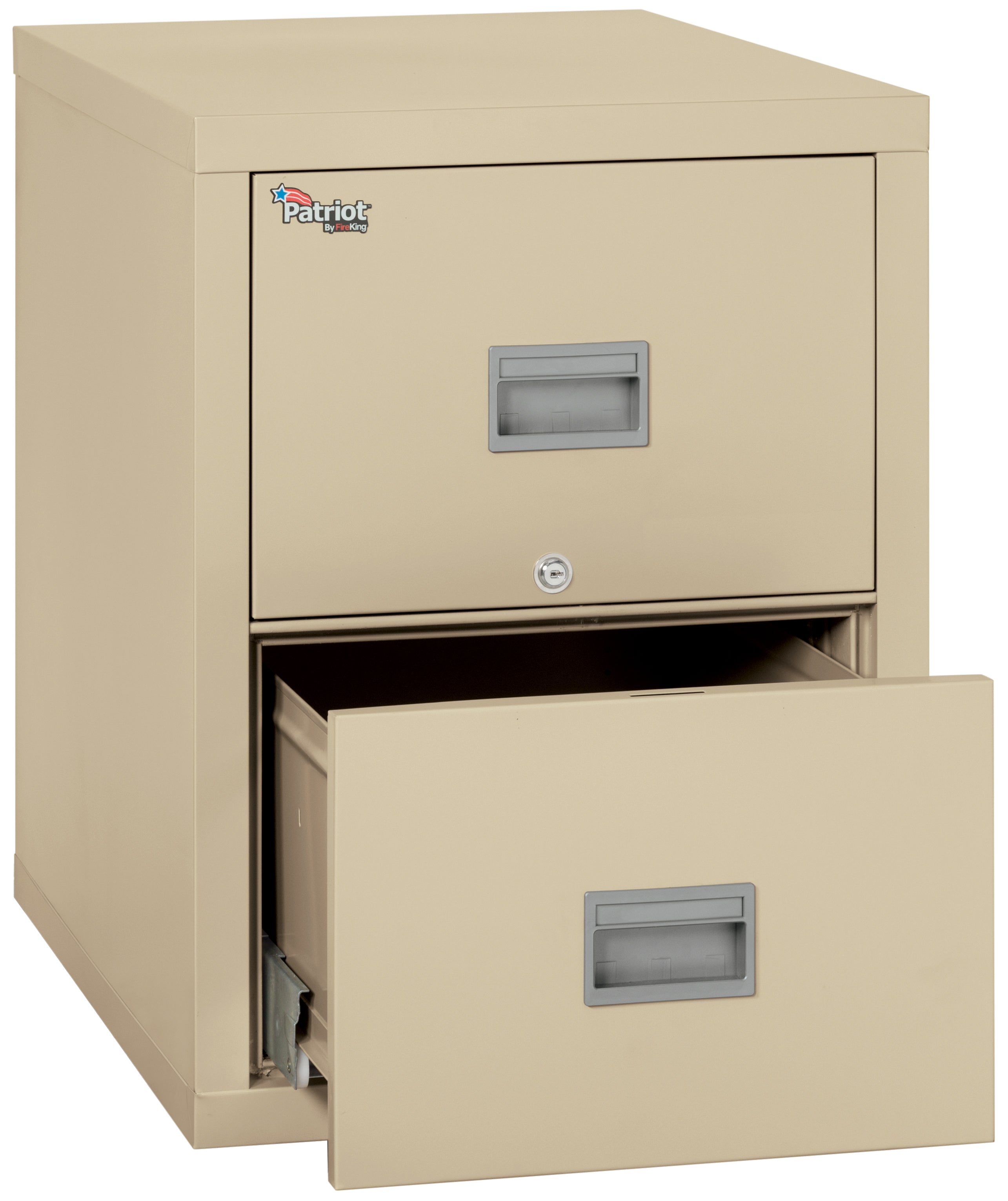 1 Hour Fire Resistant 31" depth File Cabinet with 2 Drawers filing Letter hanging folders (Parchment)