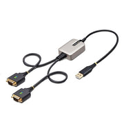 StarTech.com 2ft (60cm) 2-Port USB to Serial Adapter Cable Interchangeable DB9 Screws/Nuts COM Retention USB-a to DB9 RS232 FTDI Level-4 ESD Protectio