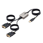 StarTech.com 13ft (4m) 2-Port USB to Serial Adapter Cable Interchangeable DB9 Screws/Nuts COM Retention USB-a to DB9 RS232 FTDI Level-4 ESD Protection