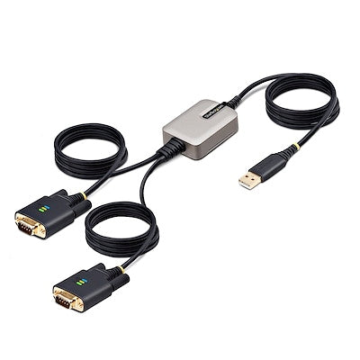 StarTech.com 13ft (4m) 2-Port USB to Serial Adapter Cable Interchangeable DB9 Screws/Nuts COM Retention USB-a to DB9 RS232 FTDI Level-4 ESD Protection