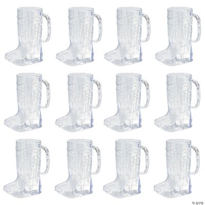 Clear Plastic Cowboy Boot Mug - 12 Pieces