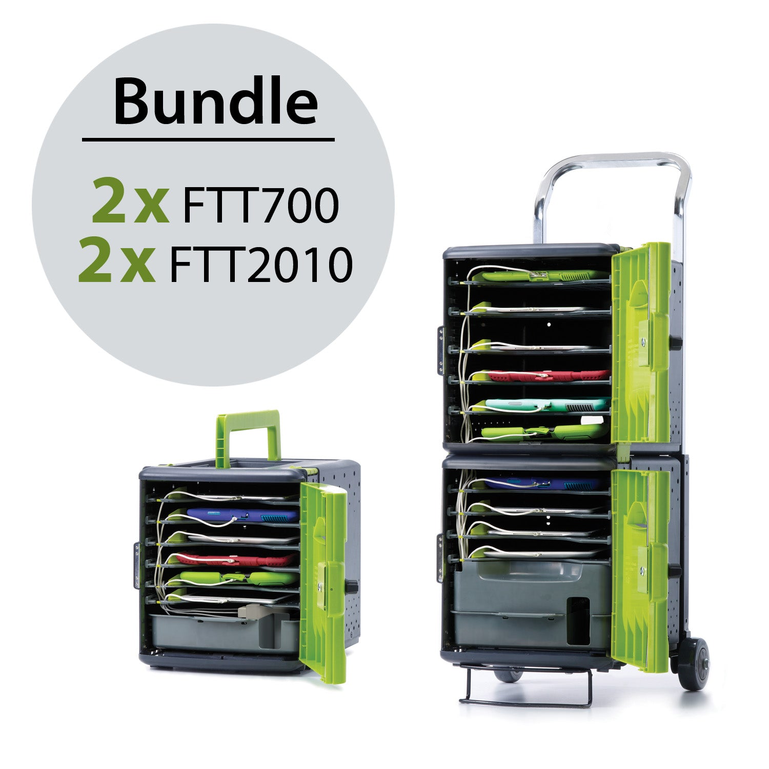 Bundle 6: Includes two Tech Tub2 Trolleys and two tubs (holds 32 devices total)