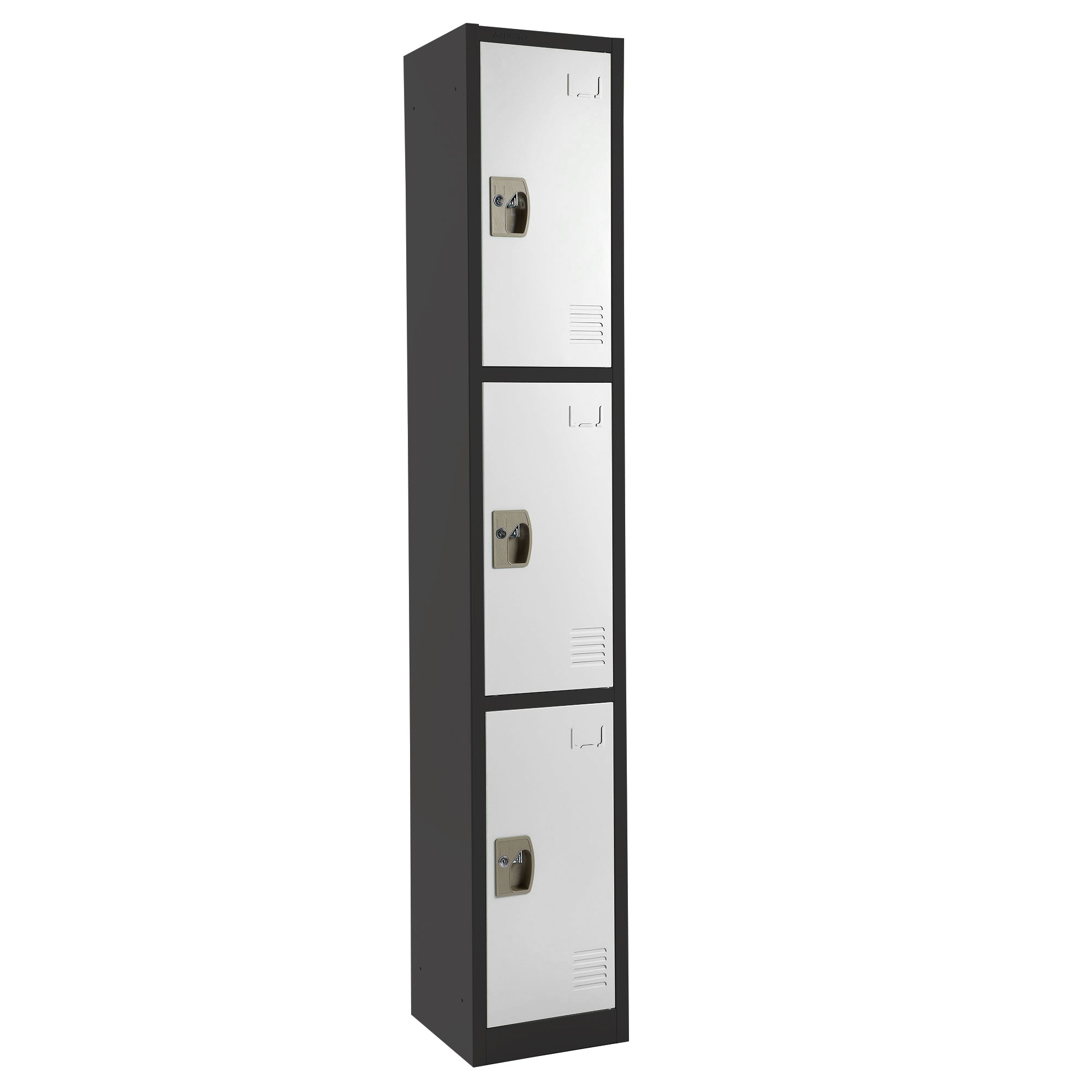 Large 3 Door Locker – Black Body With White Doors 2-Pack