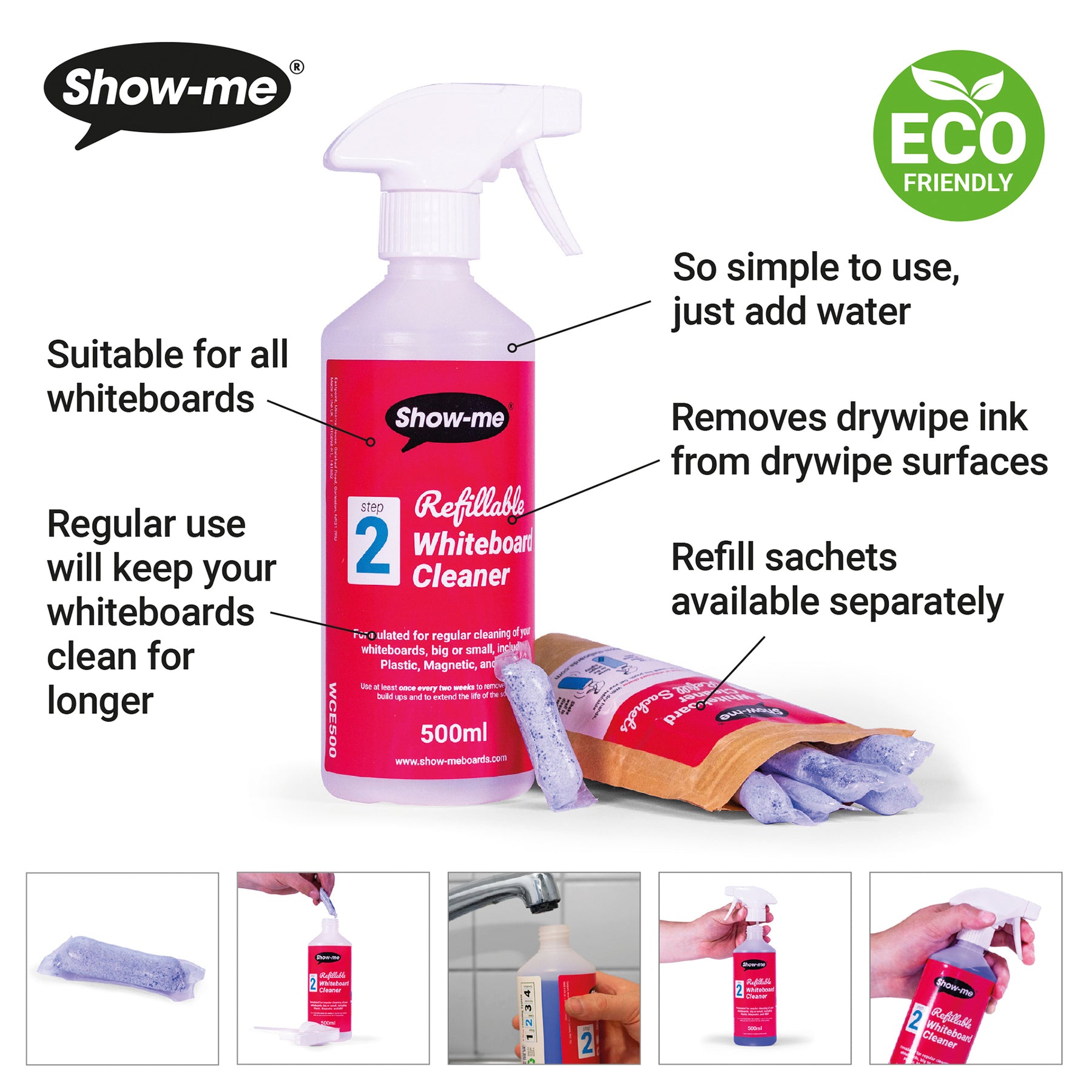 Refillable Dry Erase Board Cleaner, 16.9 fl. oz., Pack of 6