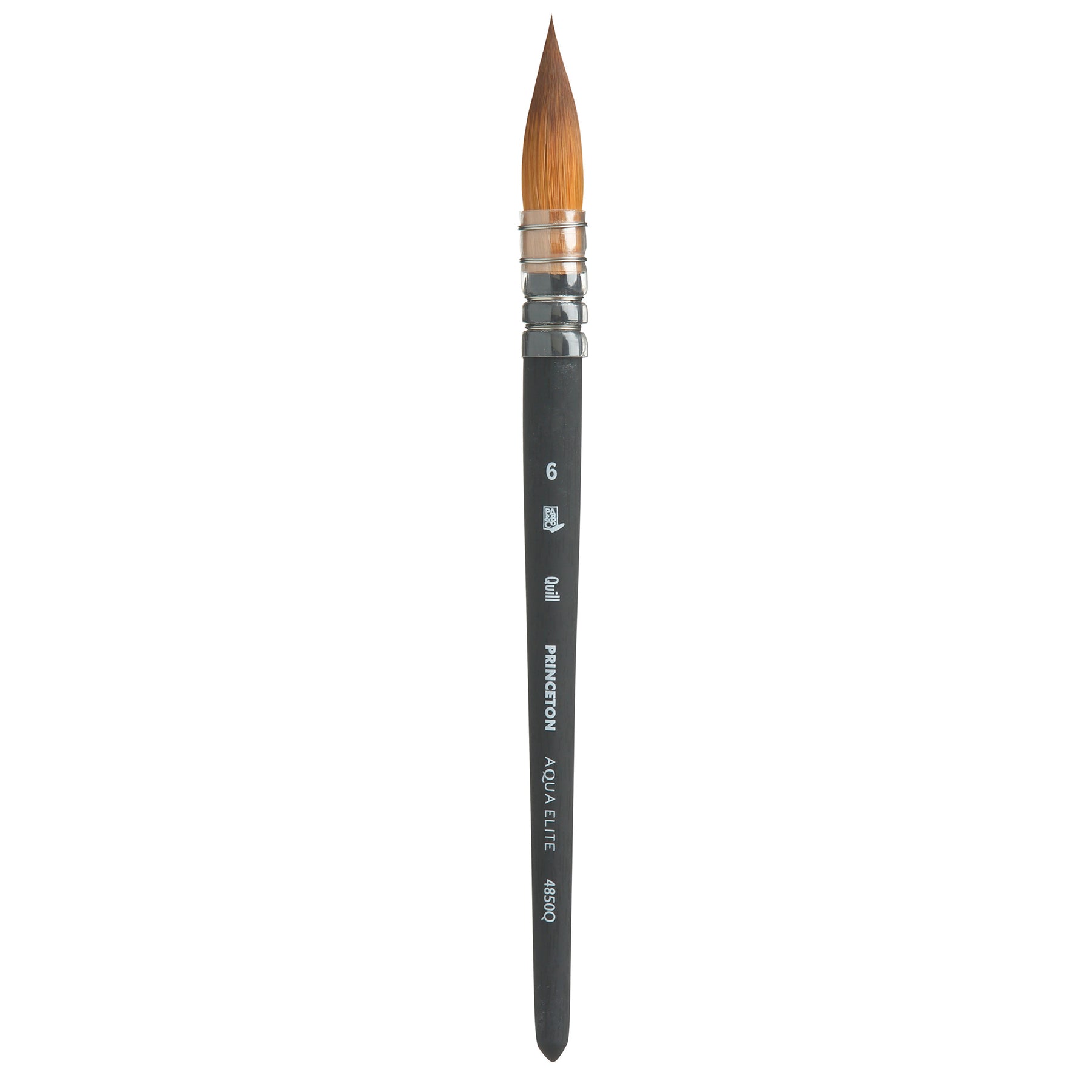Aqua Elite Quill Brush, Synthetic Bristles, Short Handle Watercolor Paintbrush, Matte Black, Size 6, 1 Count