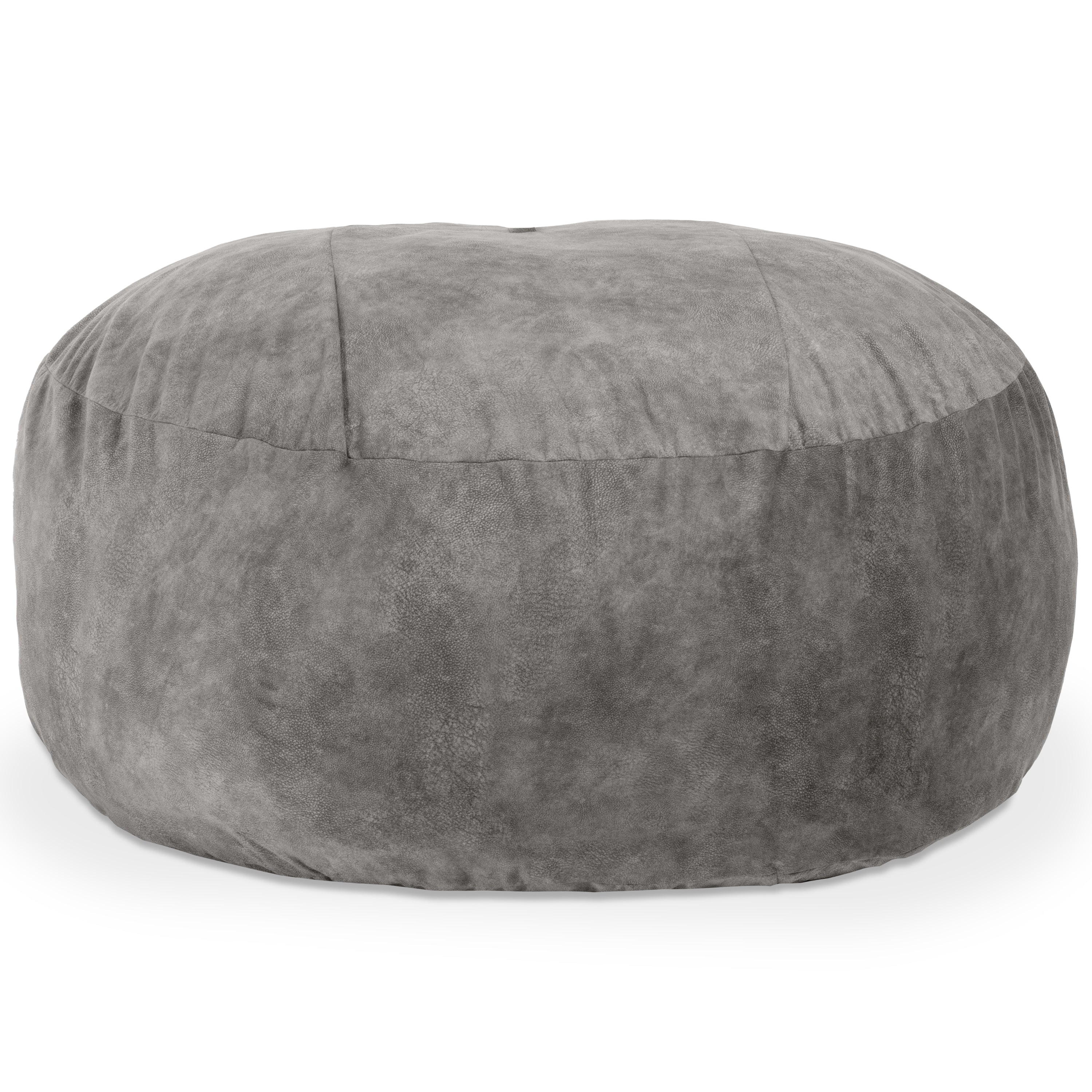 Jaxx Saxx 6 Foot Giant Bean Bag Chair - Padded Microvelvet, Pewter
