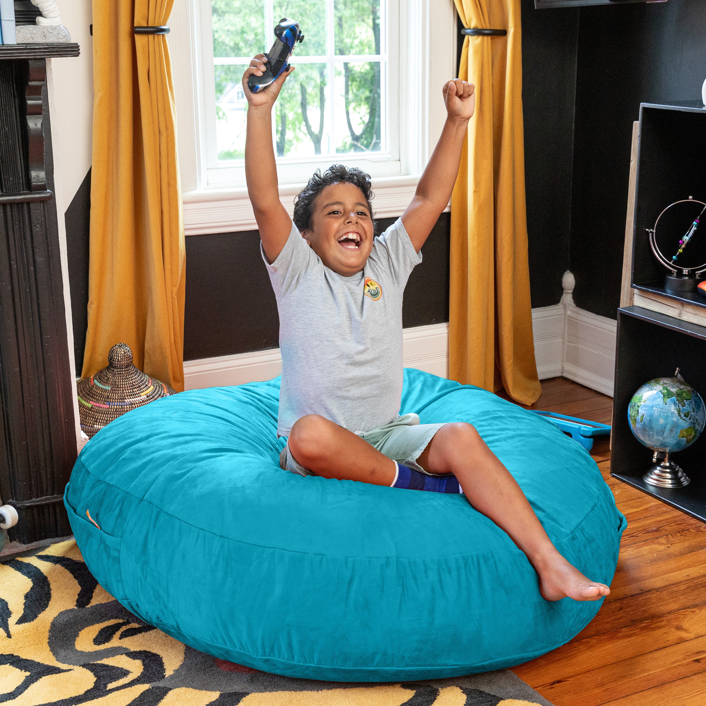 Jaxx Cocoon 4 Foot Bean Bag Chair and Crash Pad, Aqua