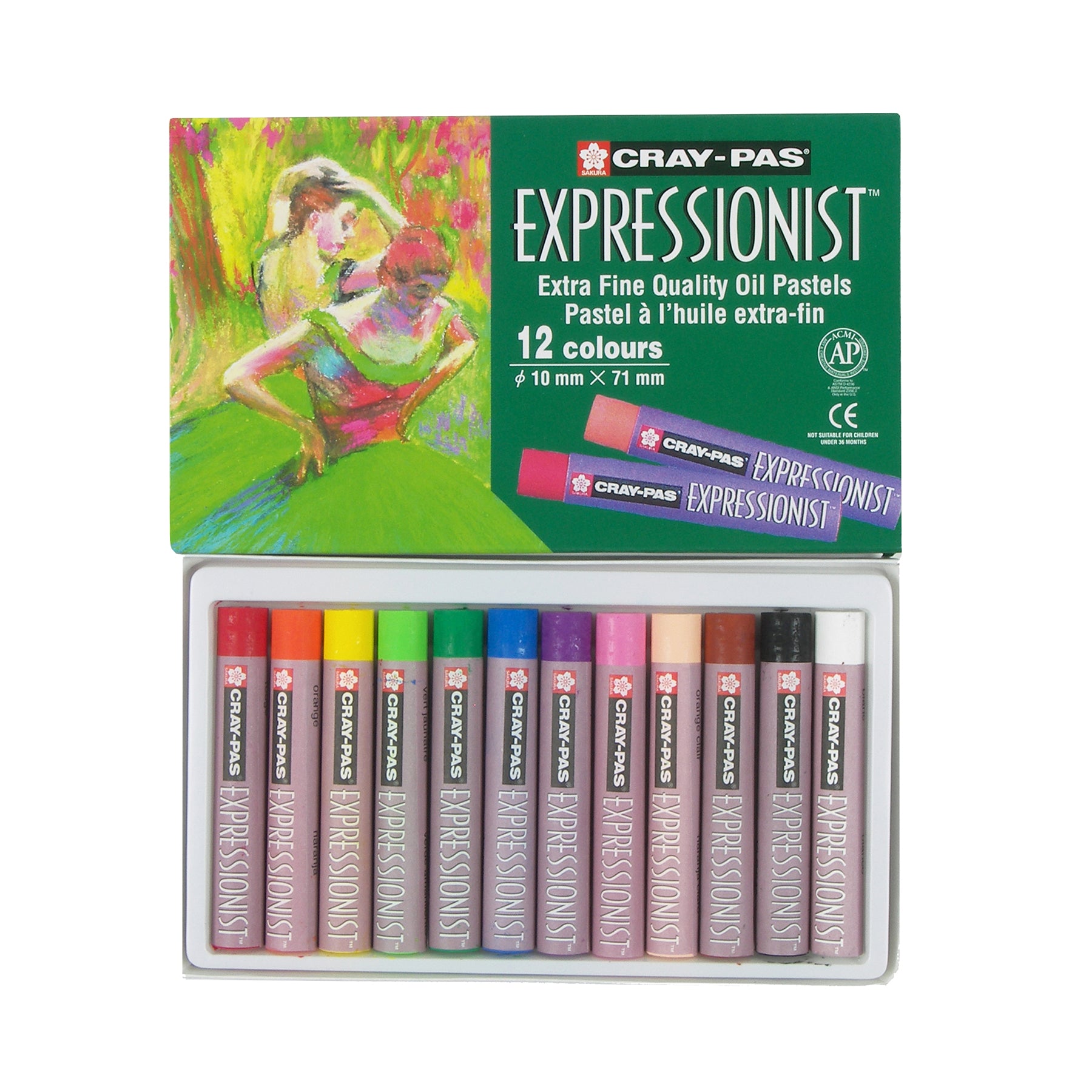 Cray-Pas Expressionist Oil Pastels, Assorted Colors, 12-Piece Set