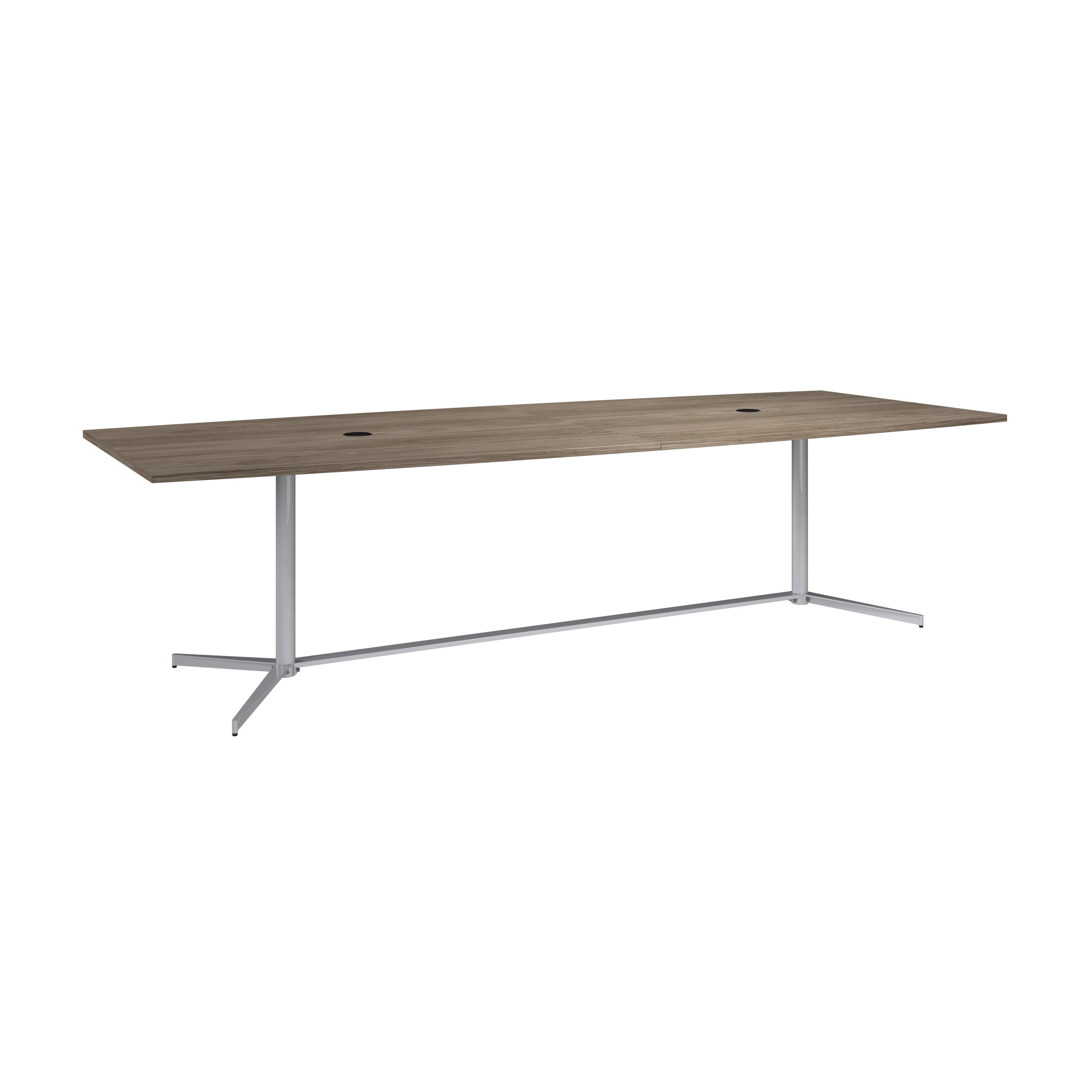 Bush Business Furniture 120-inch Office Conference Table with Metal Base in Modern Hickory - 119.21" Width x 47.51" Depth x 28.65" Height