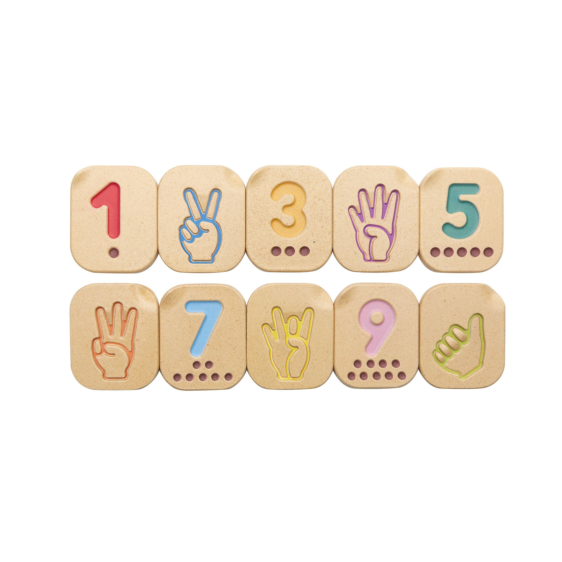Wooden Hand Sign Numbers 1-10 Tiles