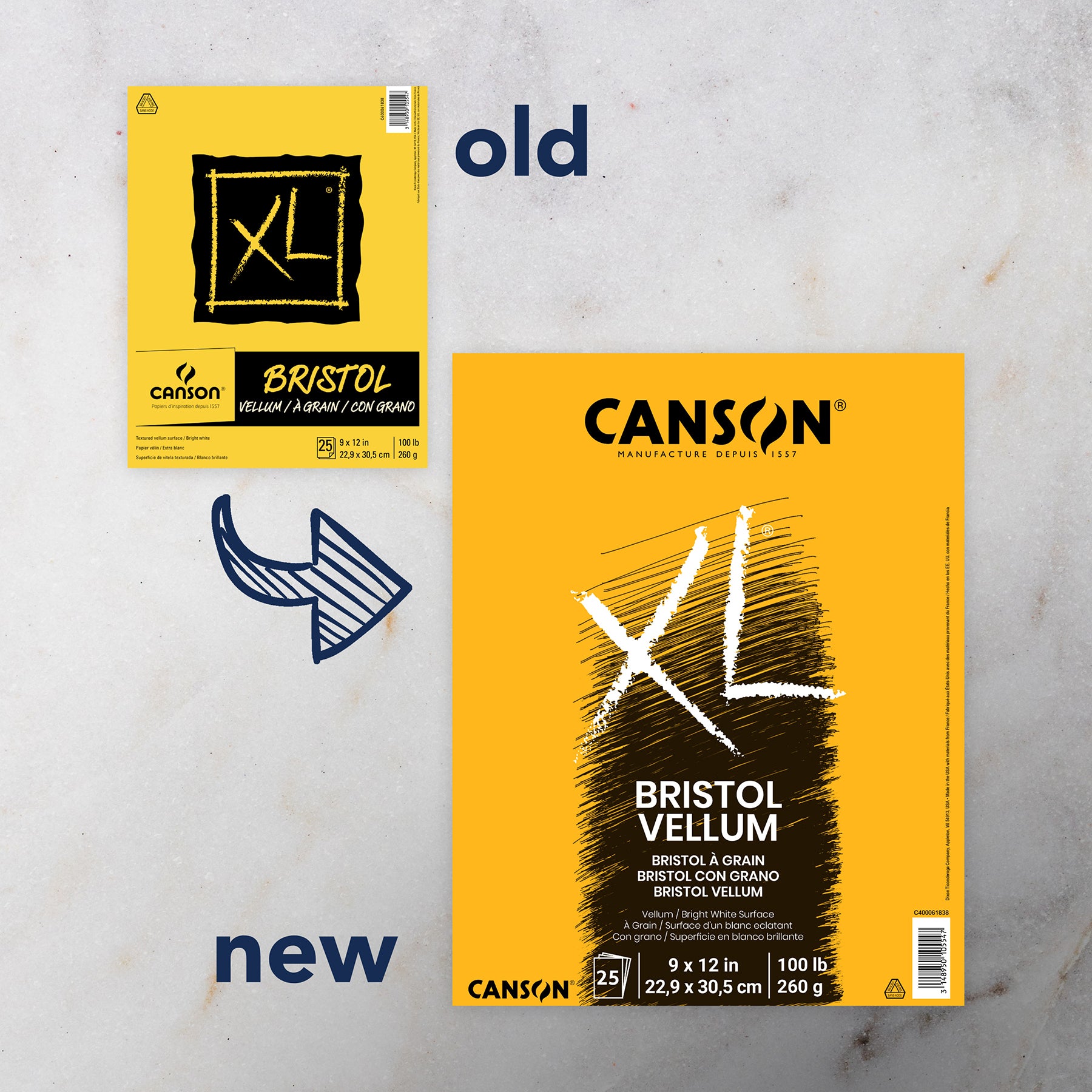 XL Series Bristol Pad, Vellum Finish, Foldover Binding, 25 Sheet, 9x12 inch, 1 Count