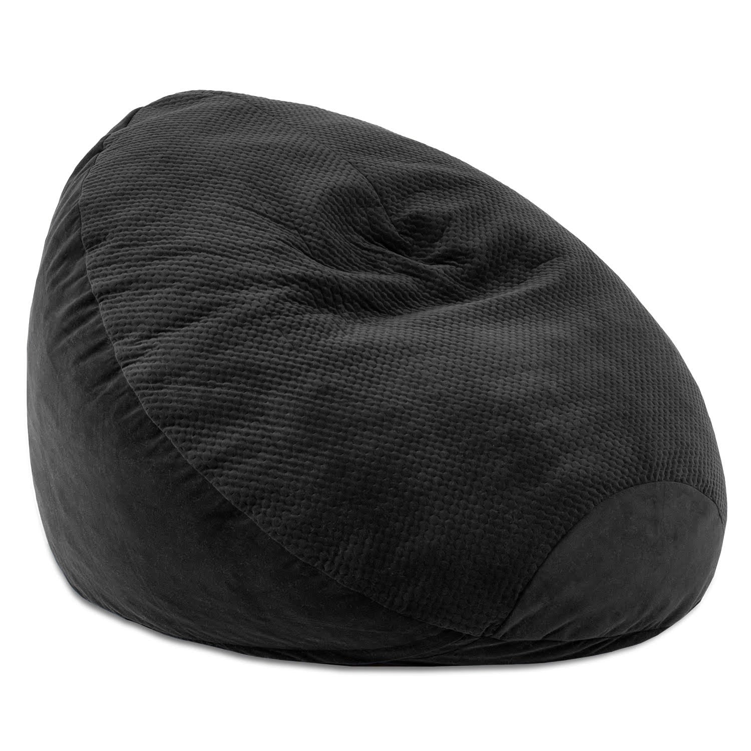 Jaxx Koku - Designer Oval Two-Tone Bean Bag Chair - Quilted Microvelvet, Black
