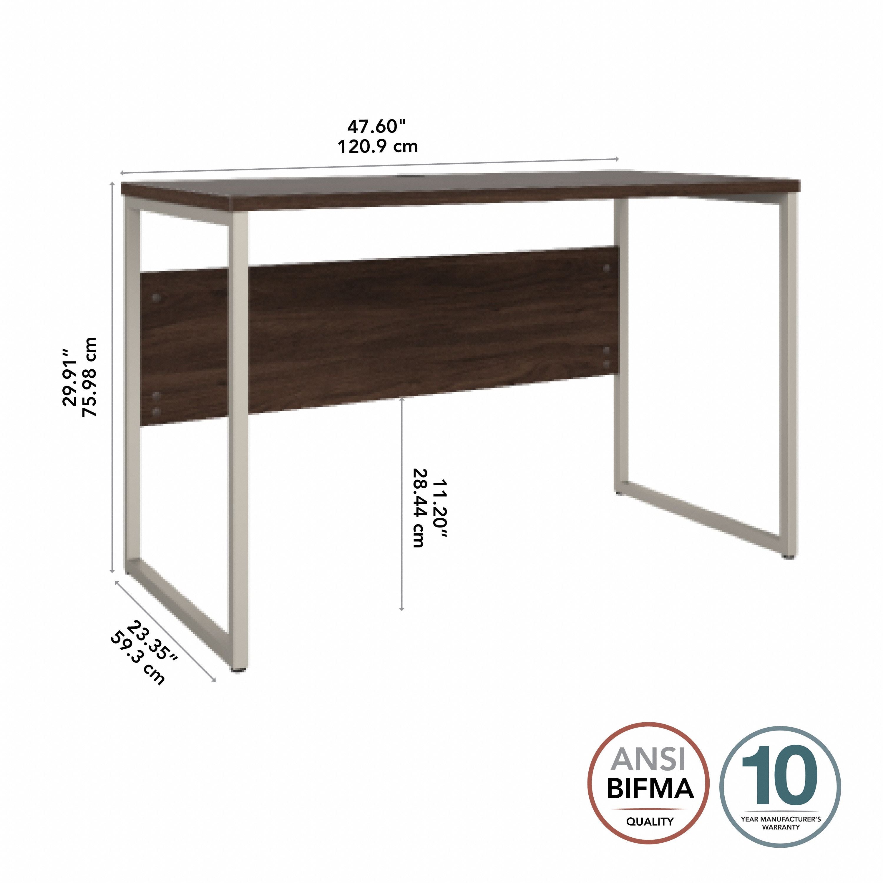 Bush Business Furniture Hybrid 48W x 24D Computer Table Desk with Metal Legs in Black Walnut - 47.6" Width x 23.35" Depth x 29.91" Height