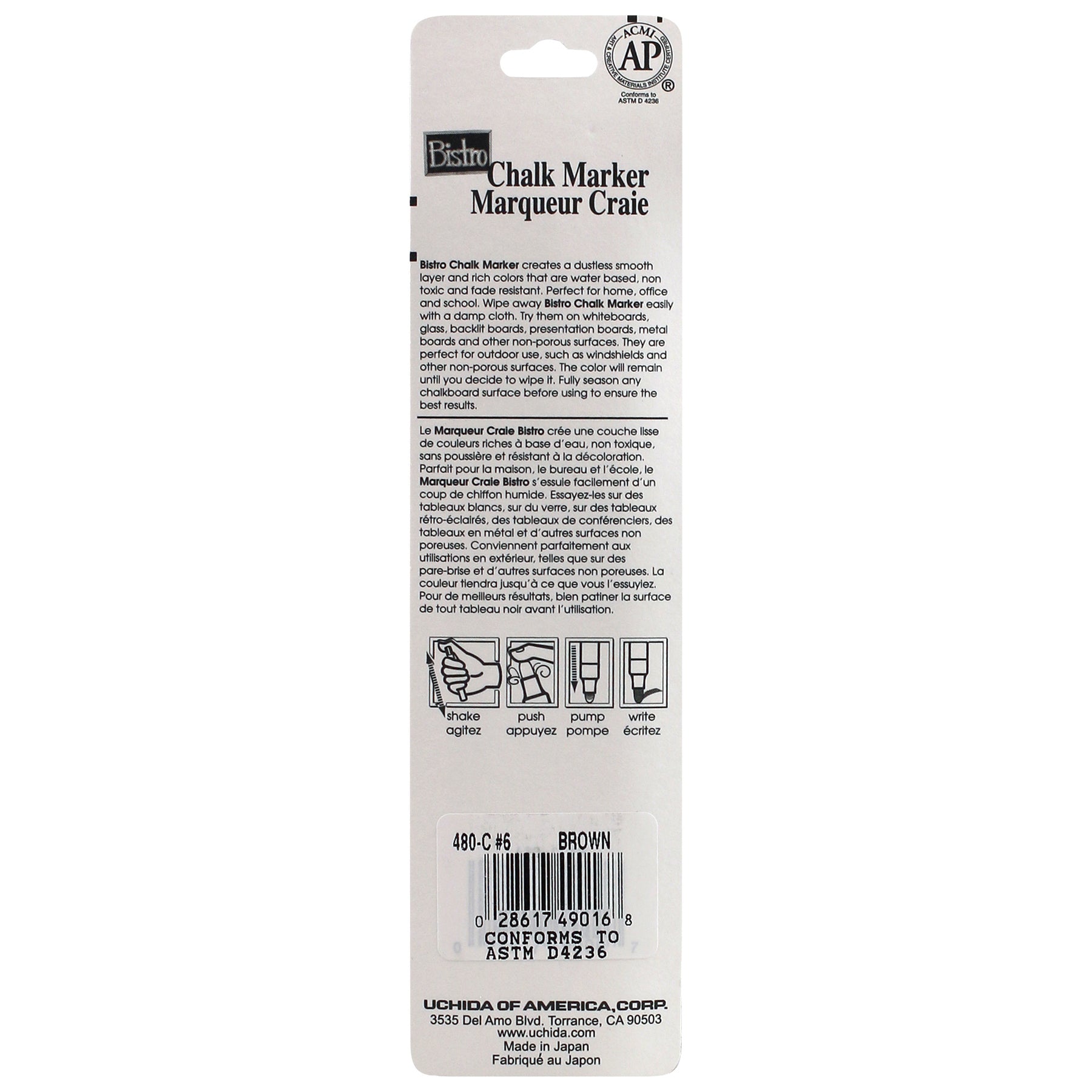 Bistro Chalk Marker Broad Tip, 480R-S, Brown