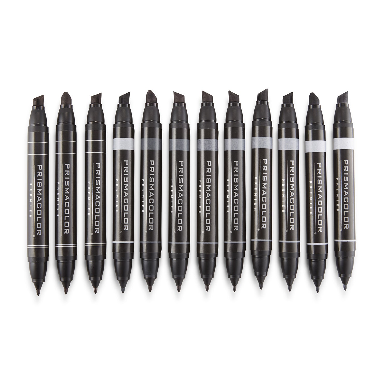 Premier® Dual-Ended Art Markers, Chisel Tip and Fine Tip, Cool Grey Colors, 12 Count