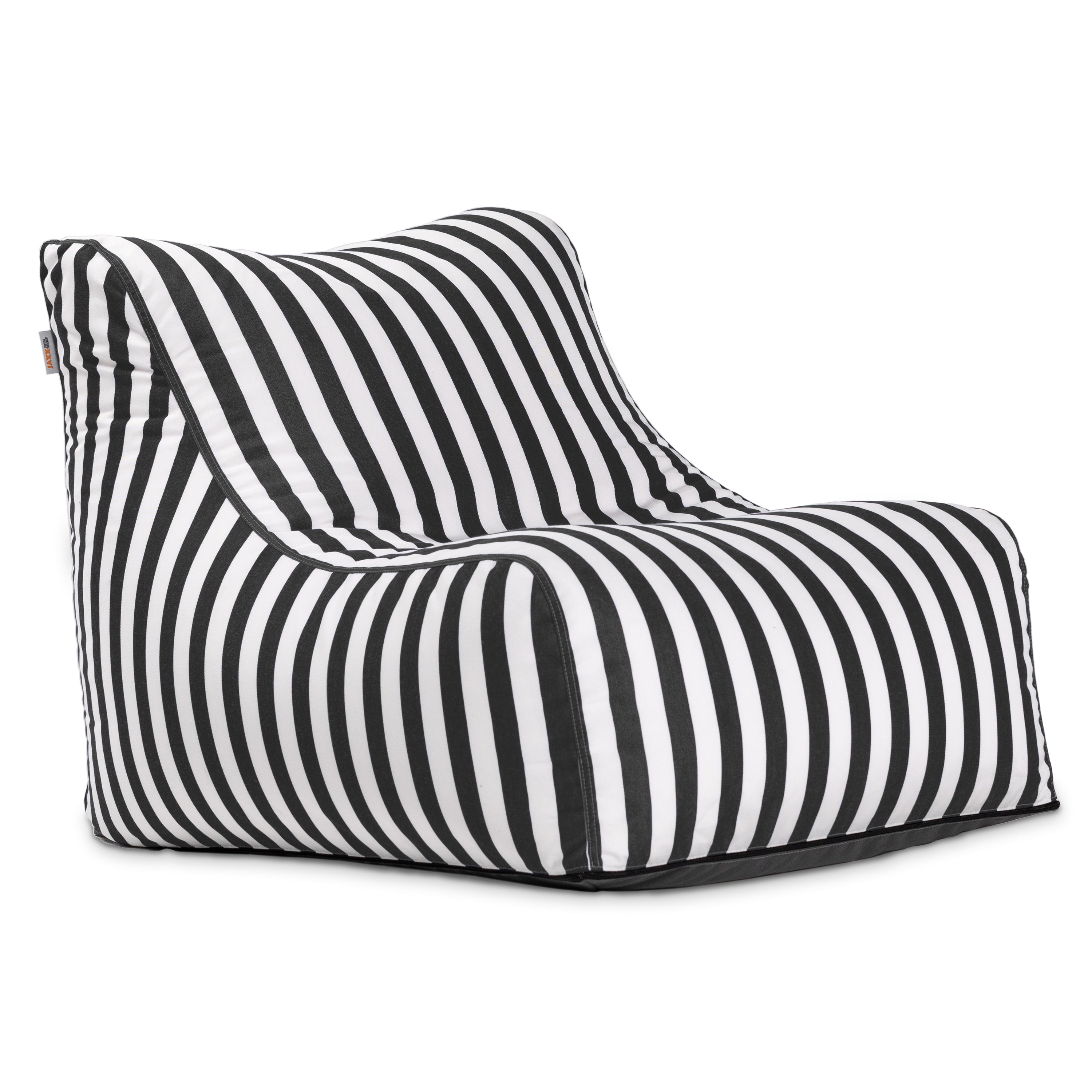 Jaxx Ponce Outdoor Bean Bag Chair - Weather Resistant Patio and Poolside Lounge Seating, Black & White Stripes