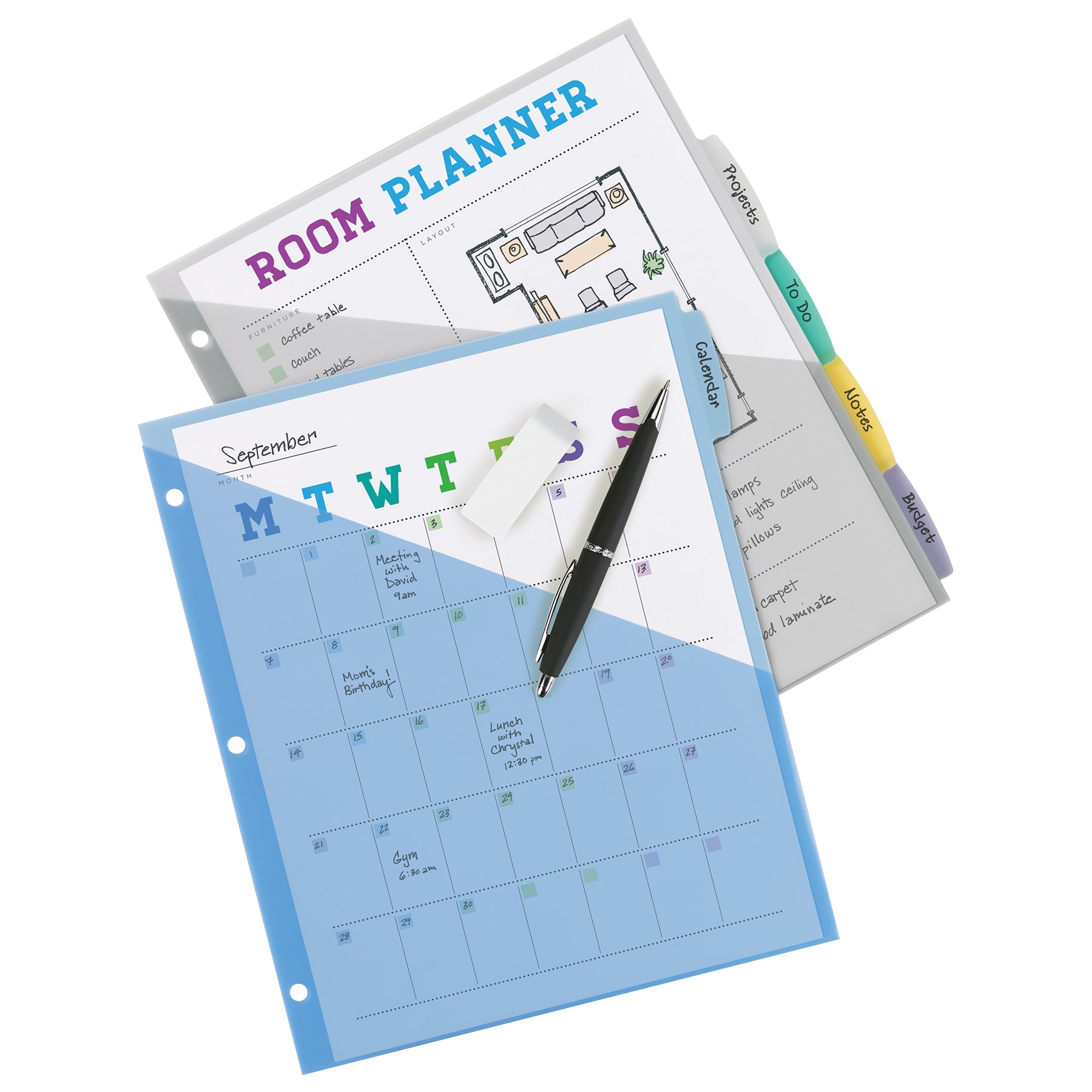 Write & Erase Durable Plastic Dividers with Pockets, 5-Tab Set, Multicolor