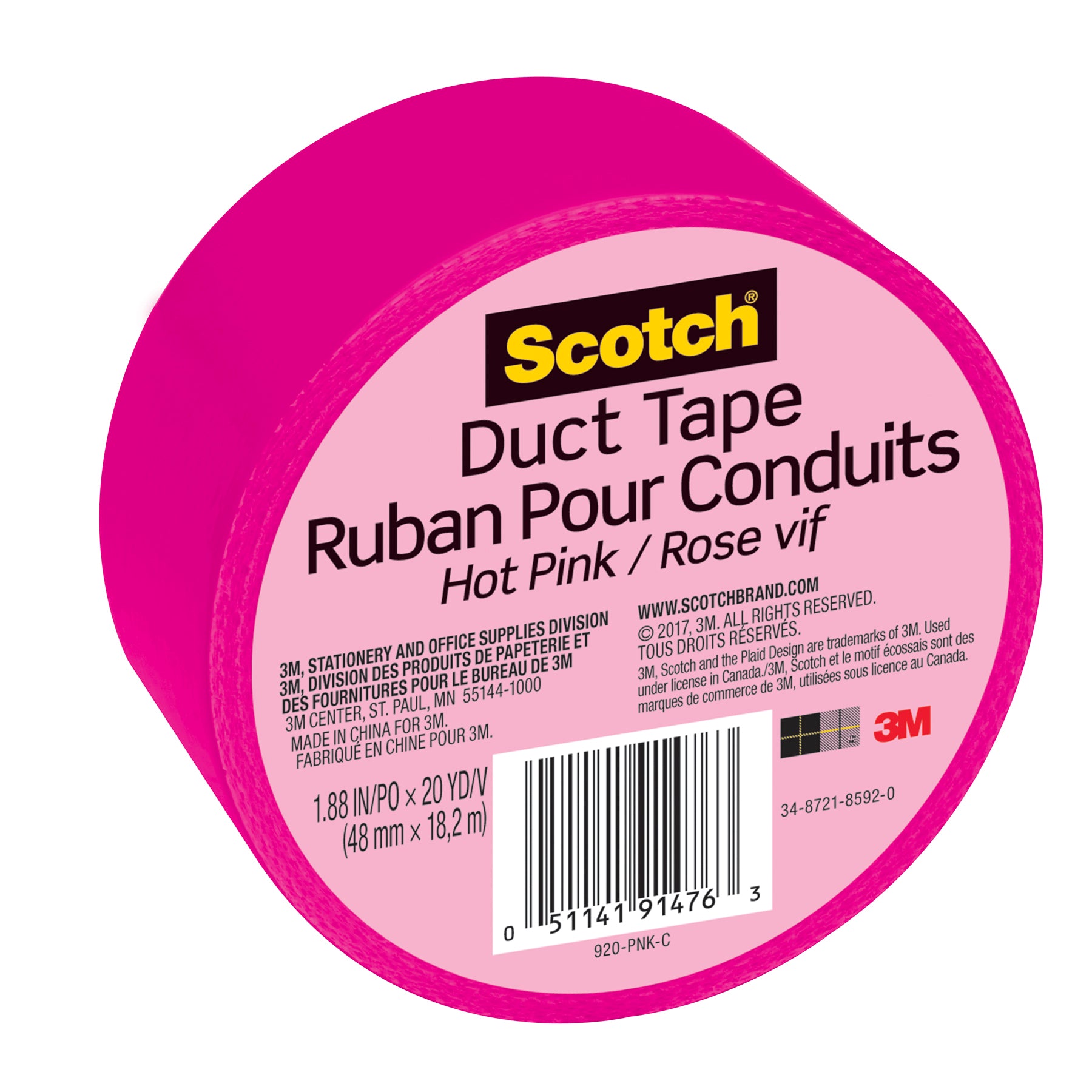 Duct Tape for Artists, 1.88 in x 20 yd (48 mm x 18.2 m), Pink