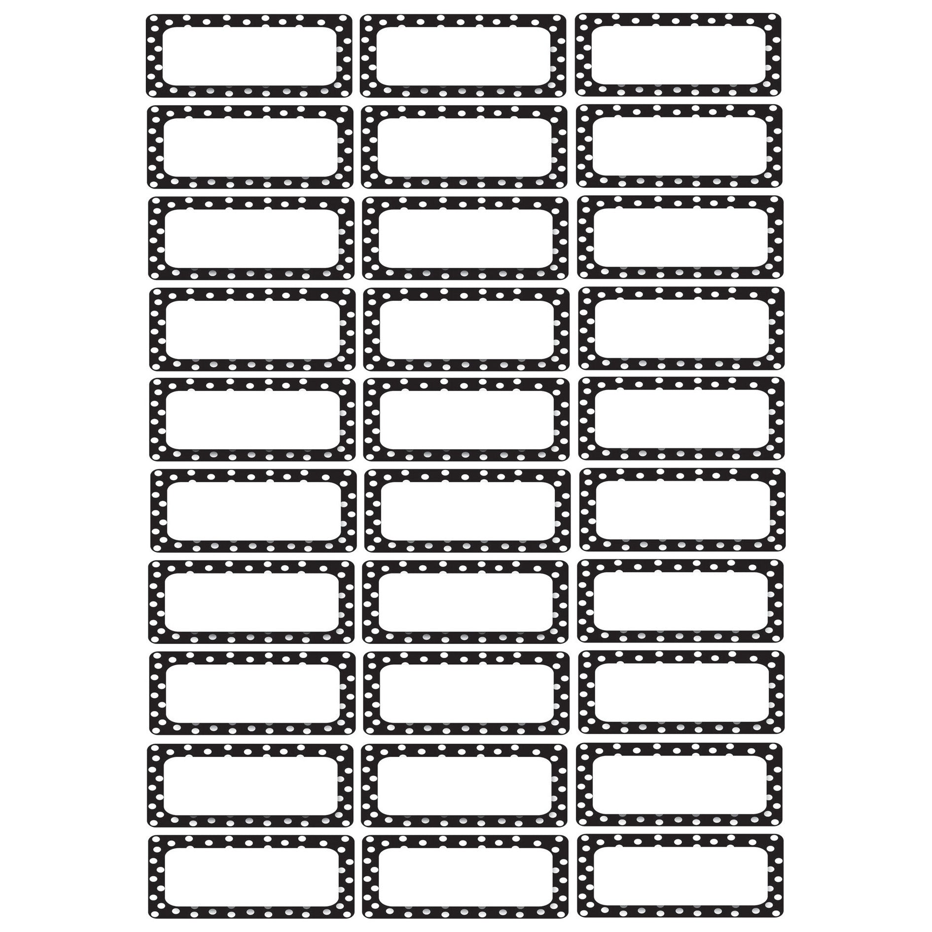 Die-Cut Magnetic Foam Black & White Dots Labels/Nameplates, Pack of 30