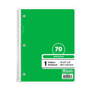 WIDE RULED 1-SUBJECT GREEN NOTEBOOK