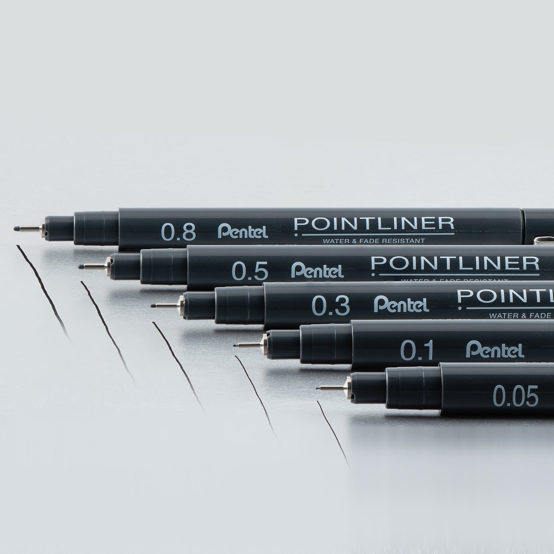 Pointliner Pen, Assorted Sizes, Black Pigment Ink, 5-Pack