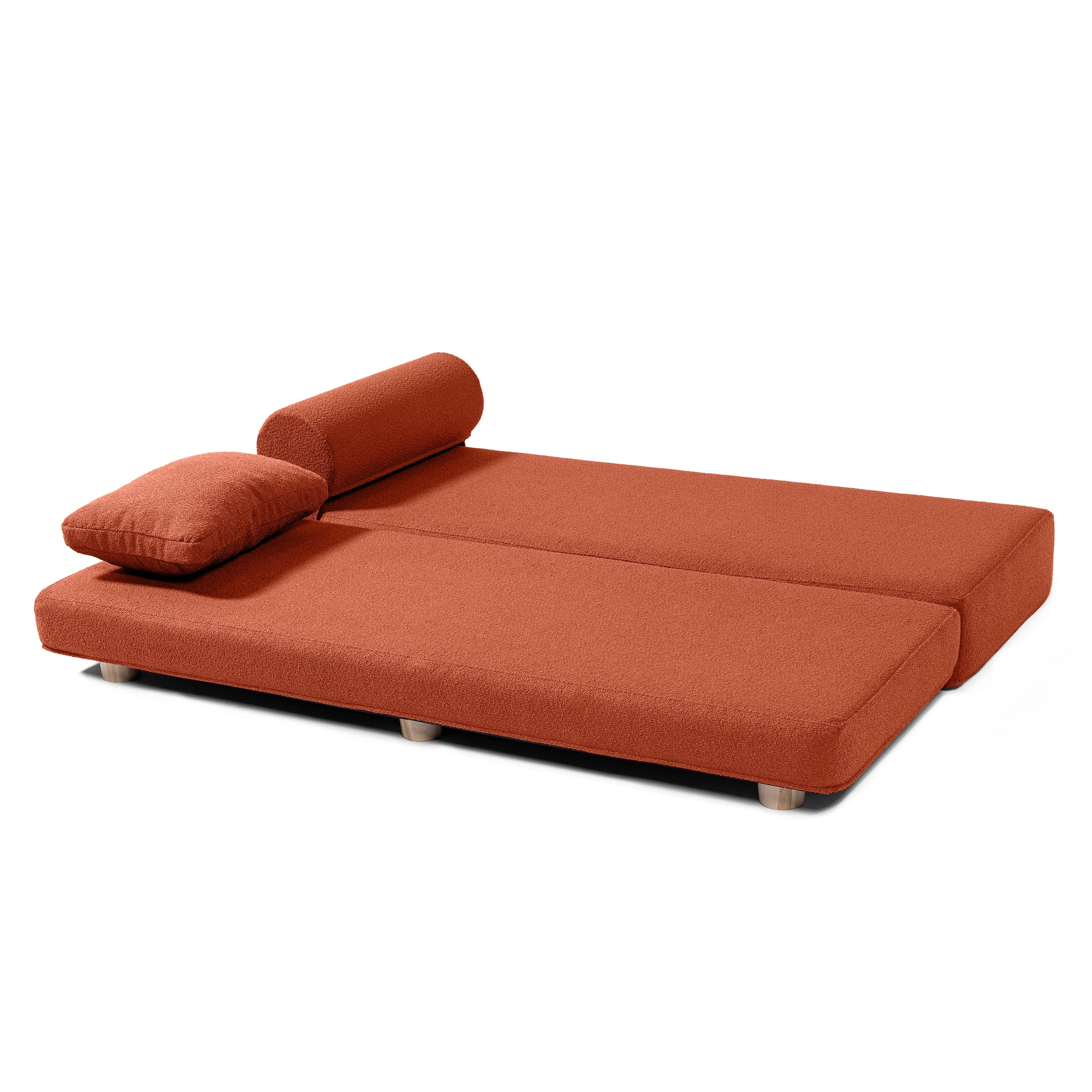 Jaxx Caya 4-in-1 Large Bed Bench, Giant Ottoman, Dining Bench, and Yoga and Massage Platform, King, Boucle Terra Cotta