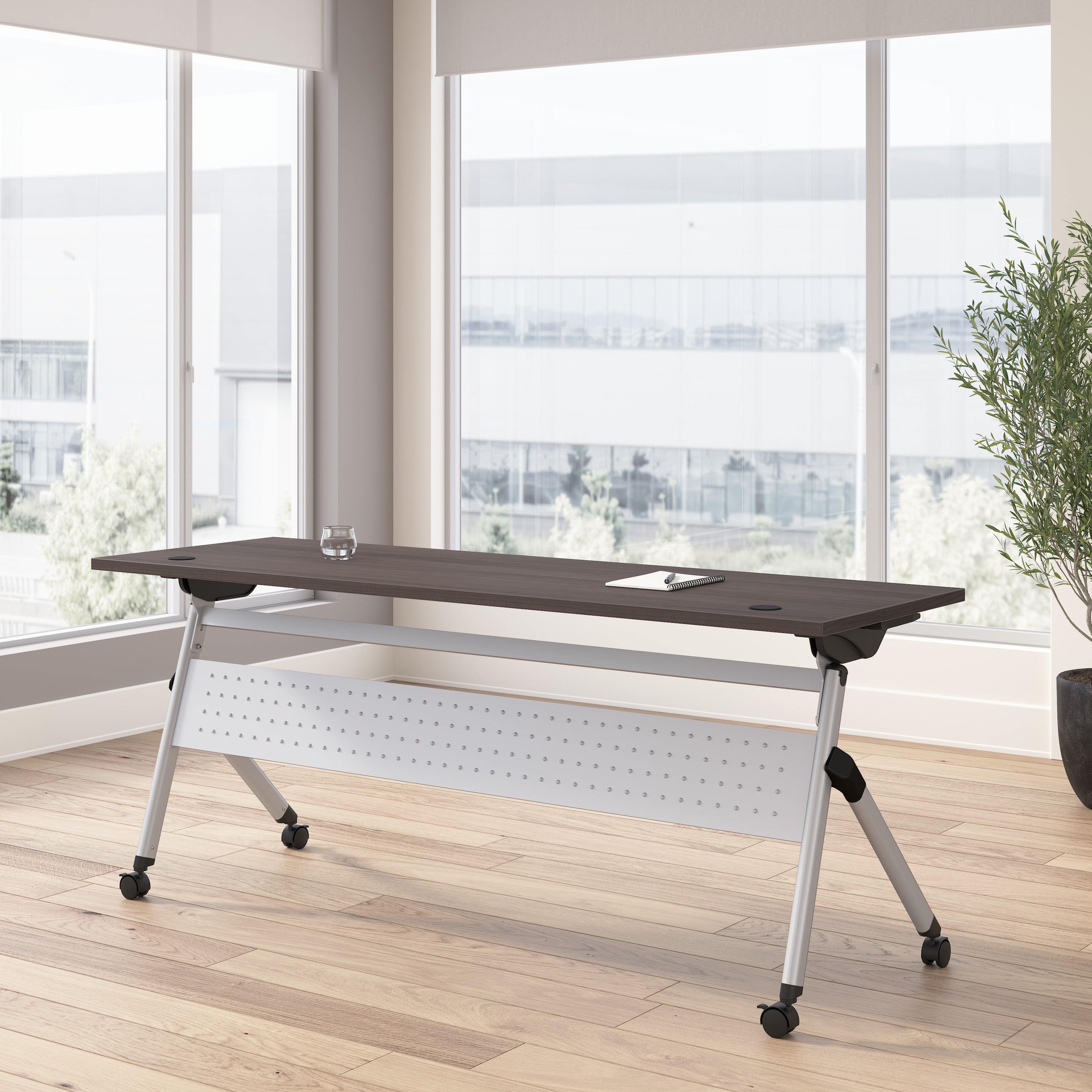 Bush Business Furniture Envision 72W Folding Training Table in Storm Gray - 71.02" Width x 23.54" Depth x 29.62" Height