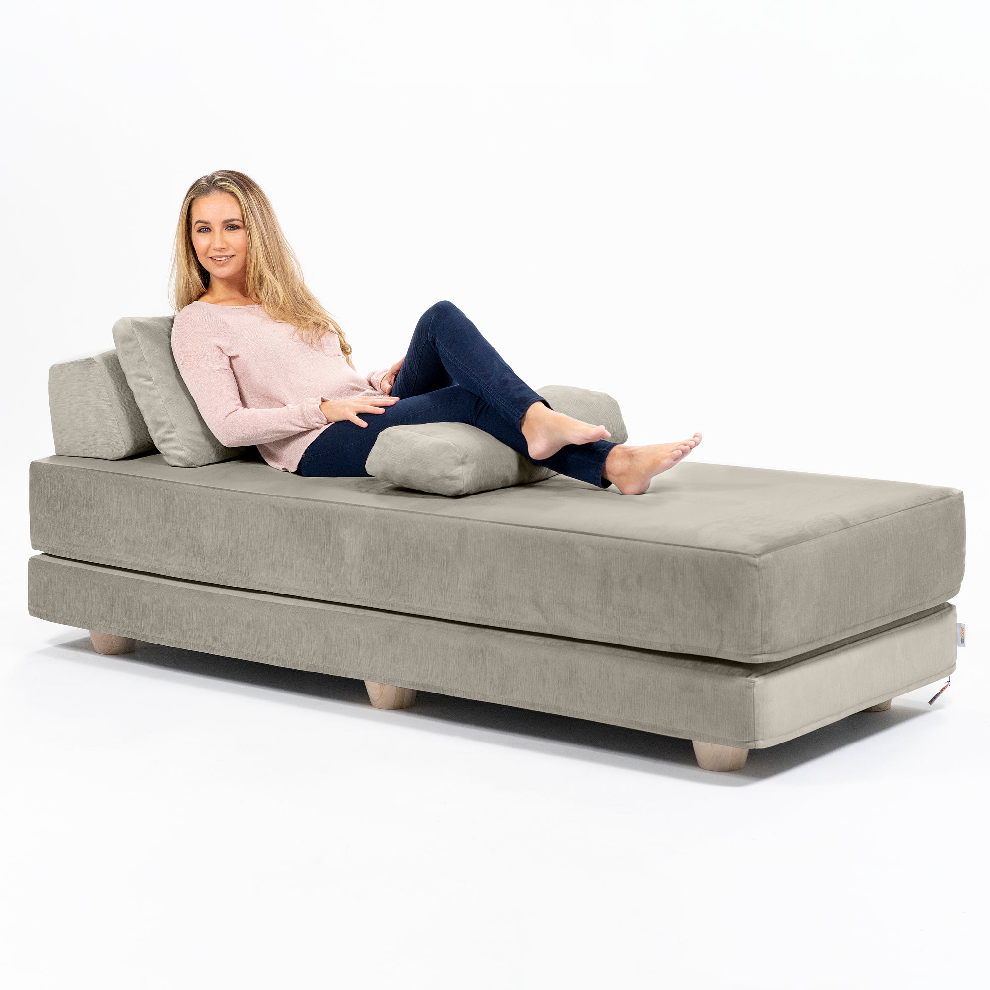 Jaxx Balshan Chaise Lounge Daybed, Dove Grey