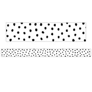 Black Painted Dots on White Straight Border Trim