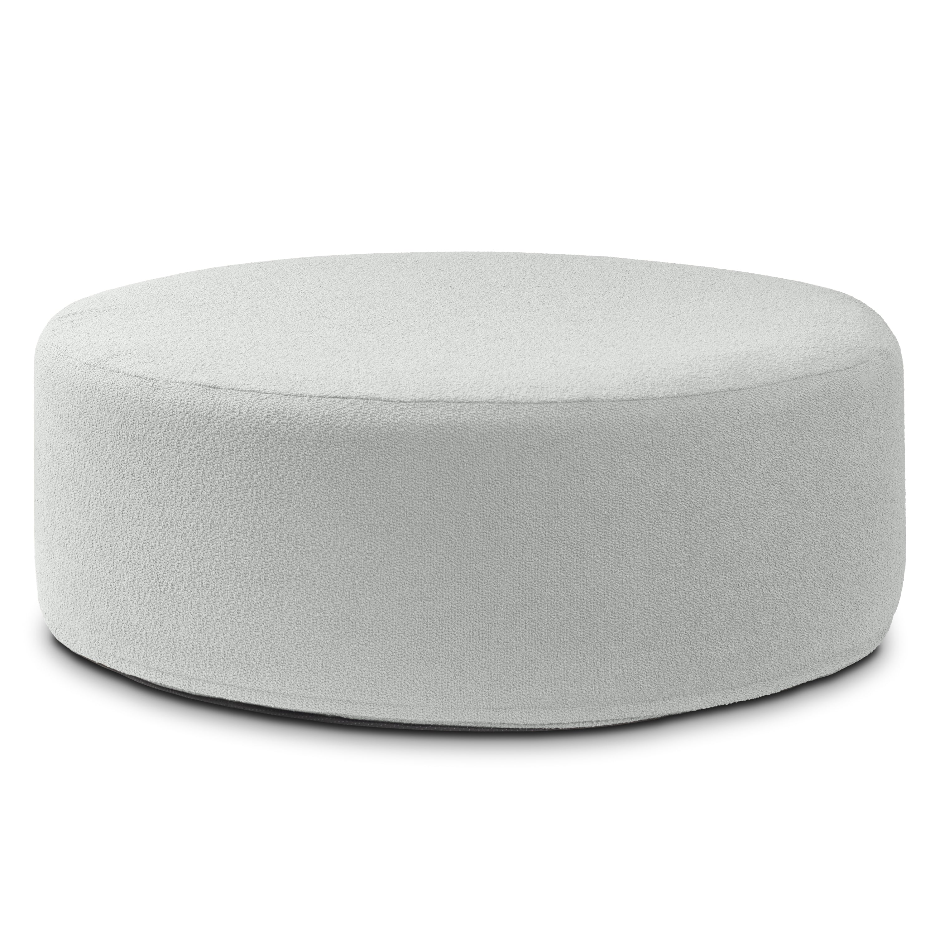 Jaxx Candler Round Couch Ottoman – Oversized Giant Coffee Table Ottoman - Versatile Firm Foam Construction - Kid Safe with Removable Cover, 44”, Luxe Boucle, Boucle Silver