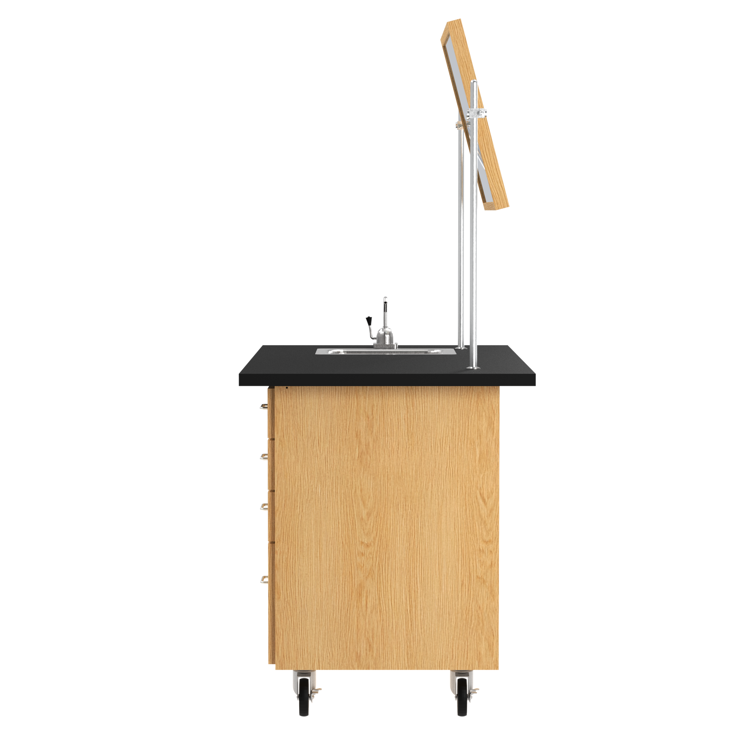 Kinetic Mobile Demo Center with Sink and Storage - Red Oak, 54"W x 30"D x 36"H