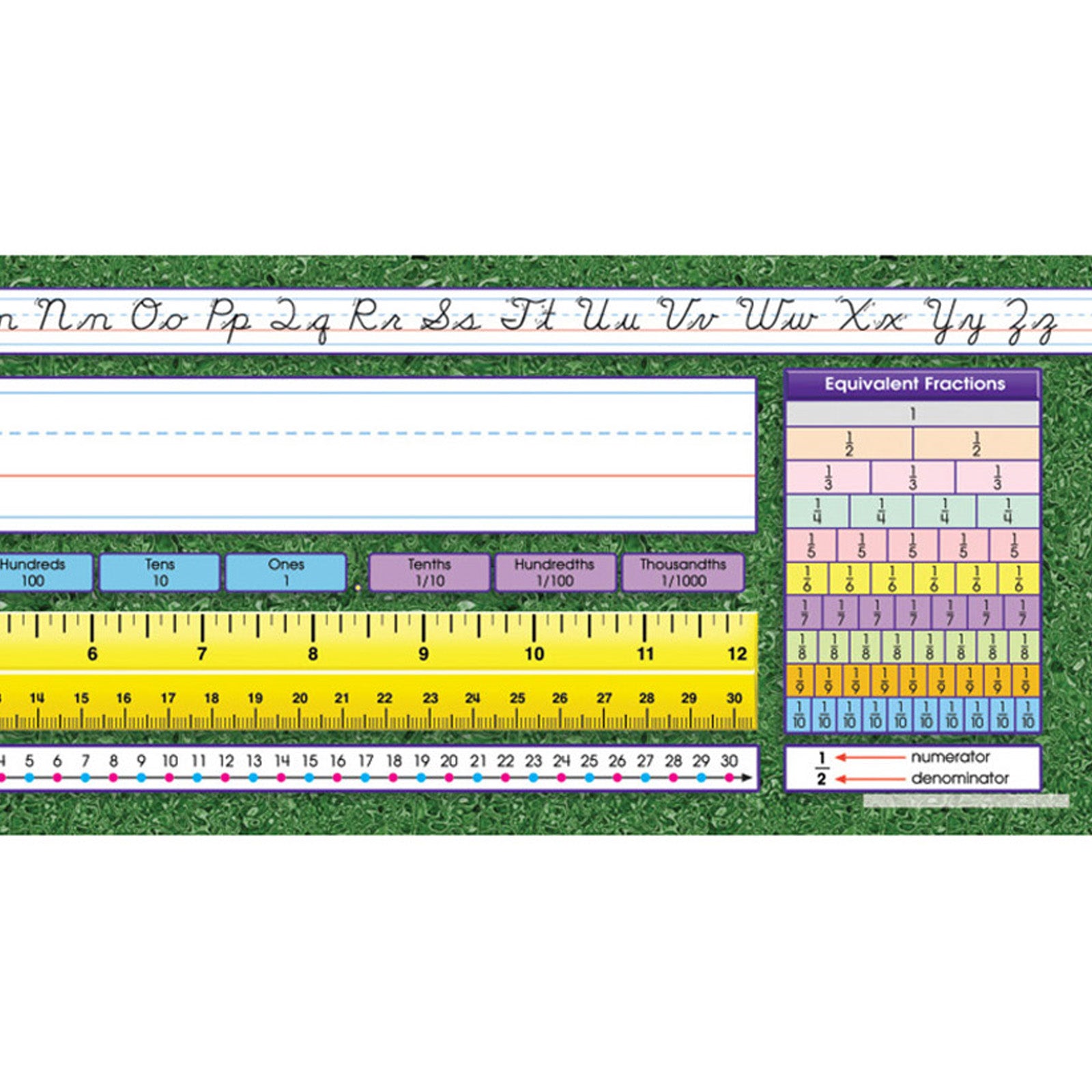 Modern Cursive Intermediate Desk Plates, 19" x 5", Pack of 36
