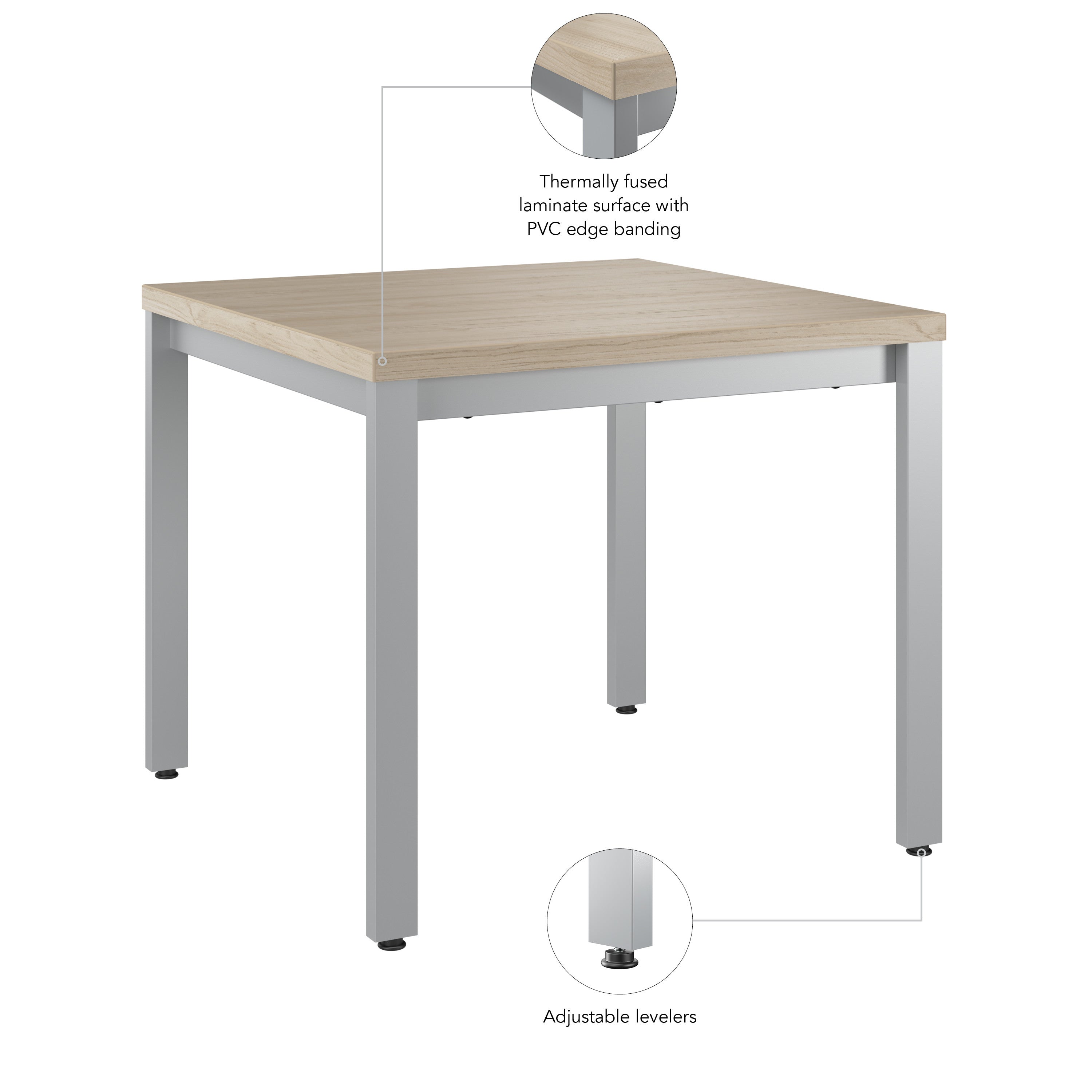 Bush Business Furniture Arrive Waiting Room End Table in Natural Elm - 23.35" Width x 23.35" Depth x 20.1" Height