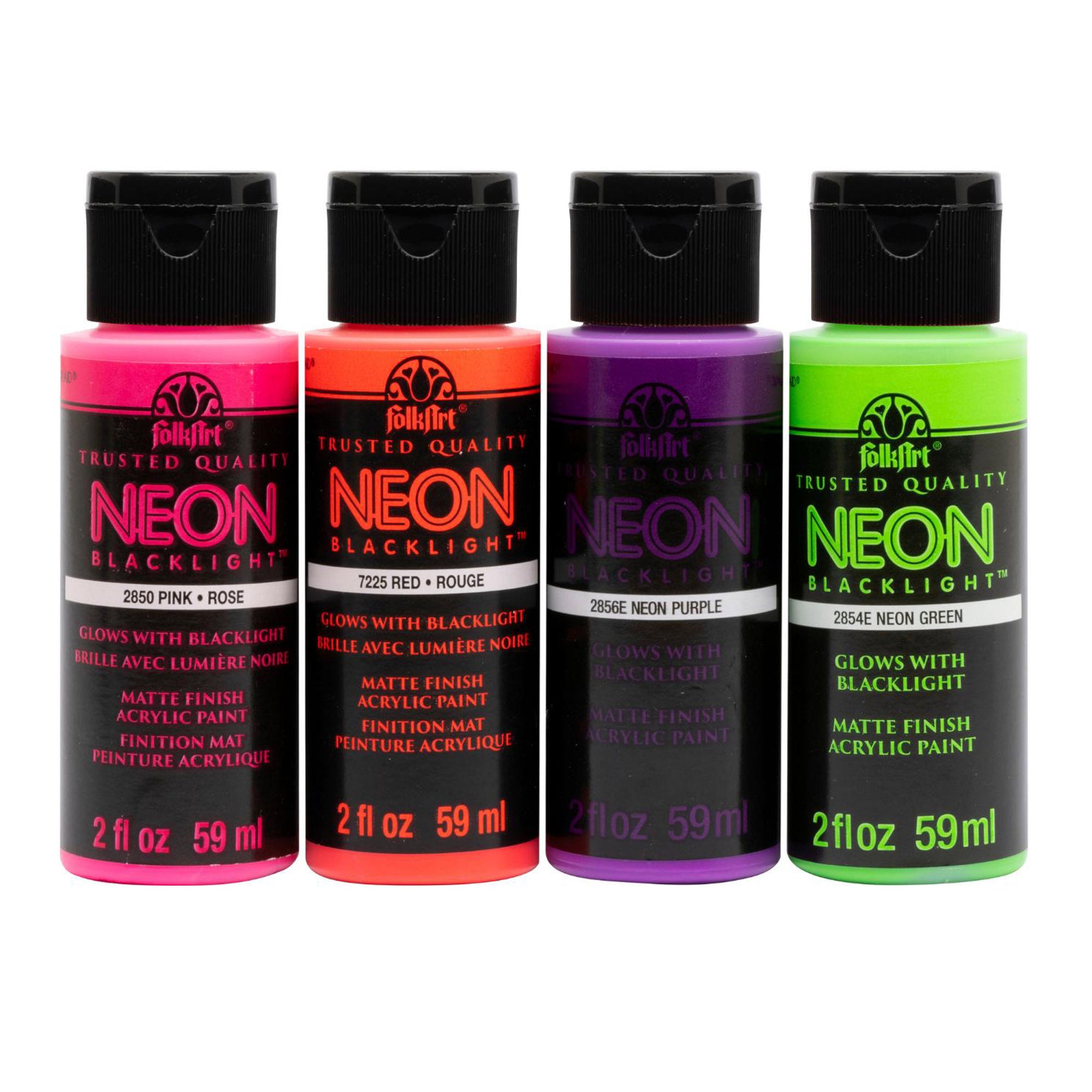 Acrylic Paint Set, 2oz., Neon & Glow In The Dark, 8-Piece Set